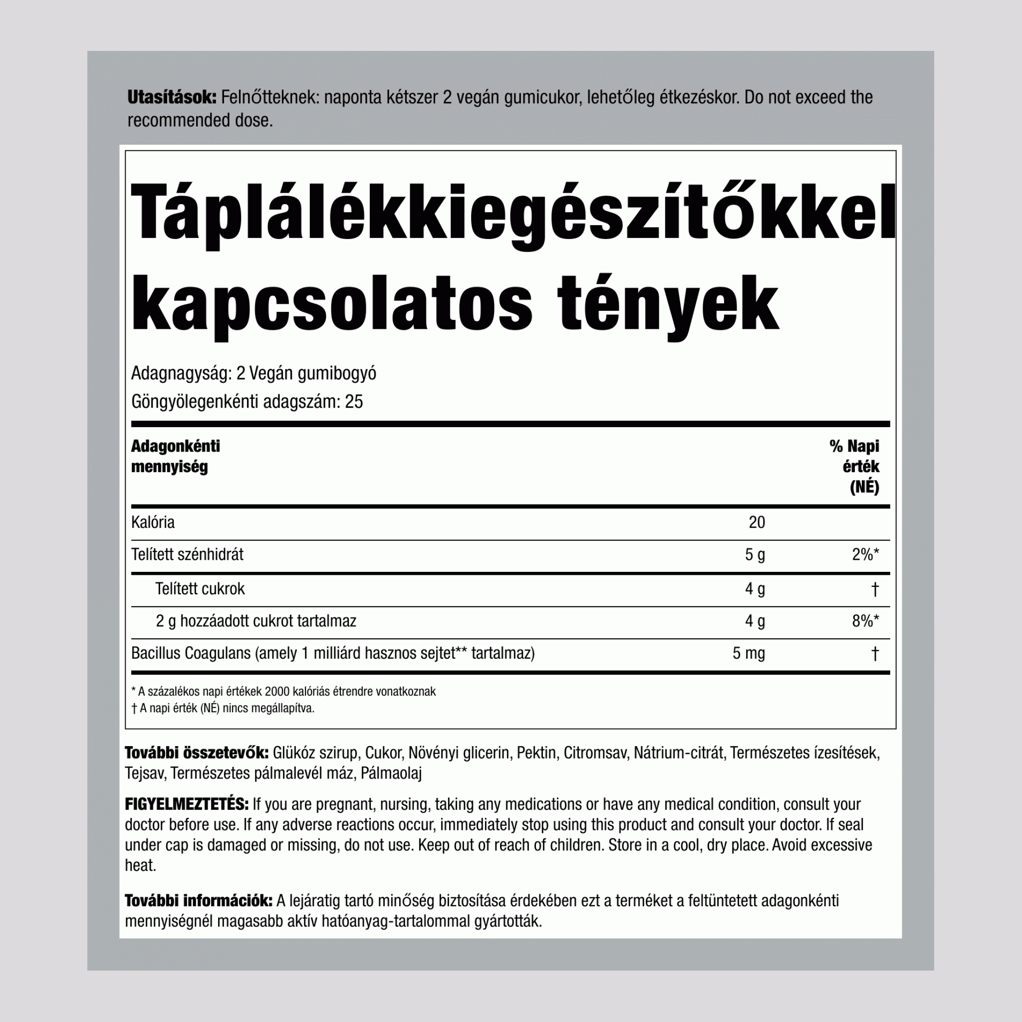 Probiotikum 1 milliárd (Ízletes trópusi), 50 gumicukor