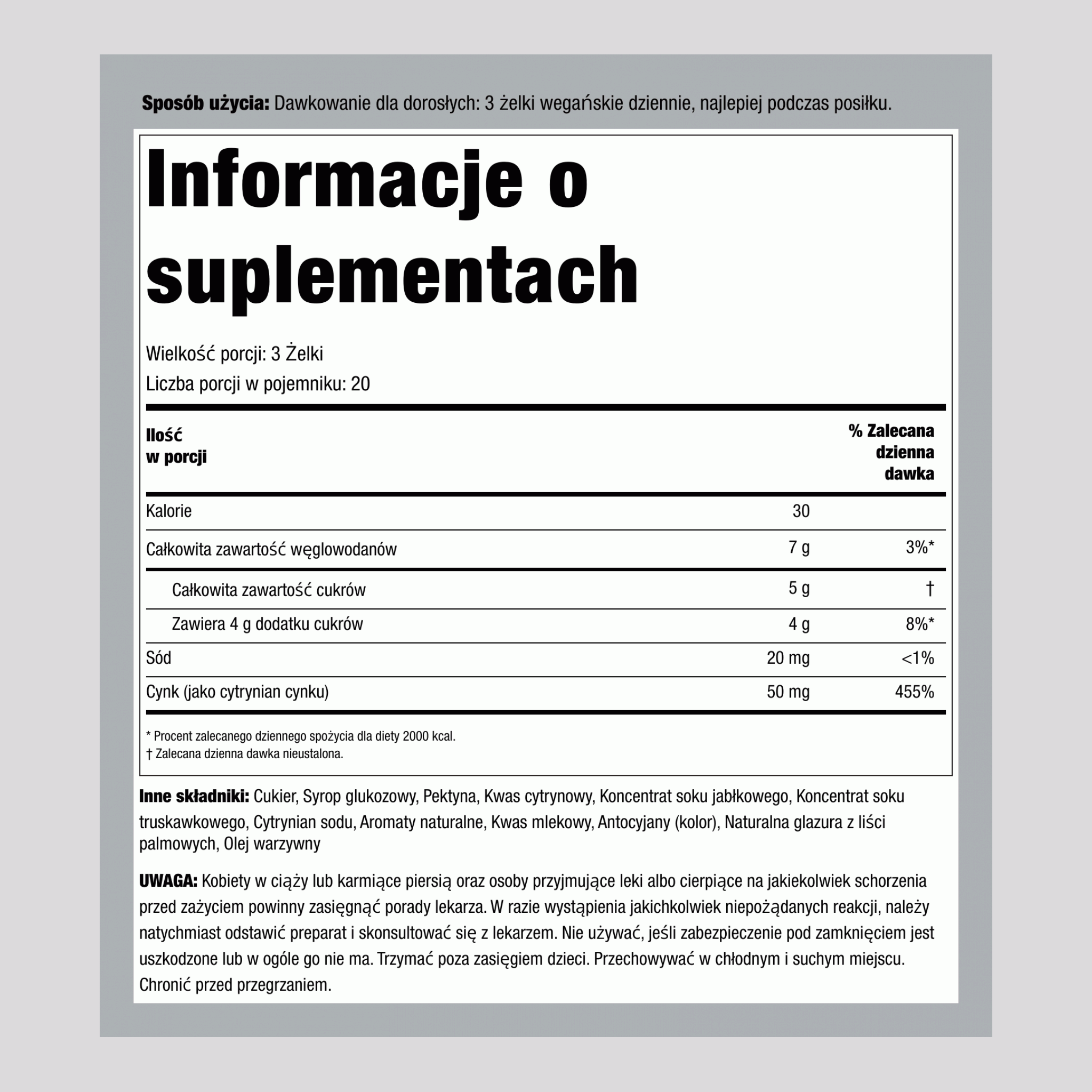 Cynk (Pyszne mieszane jagody), 60 żelek