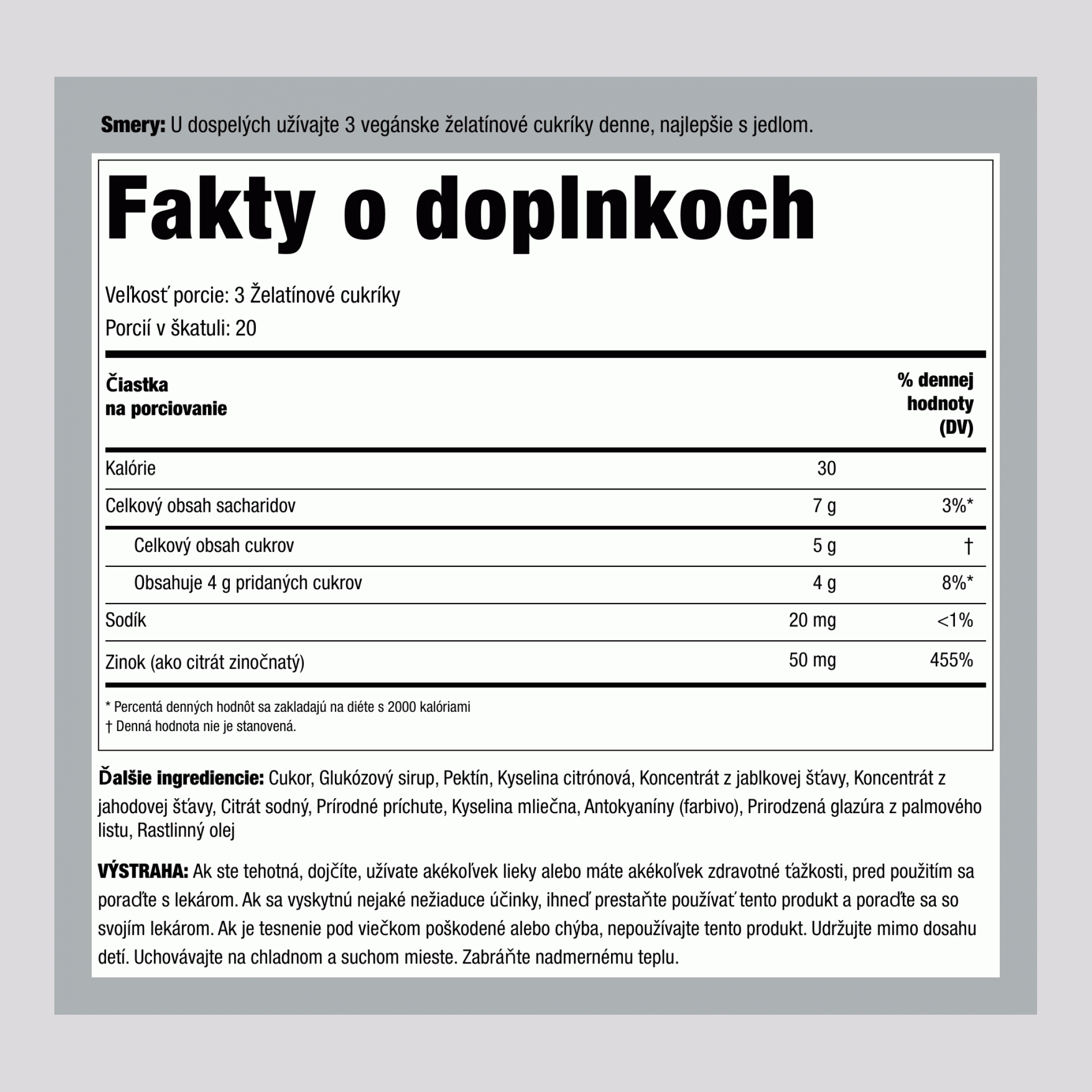 Zinok (Lahodné mixované bobule), 60 gumových cukríkov