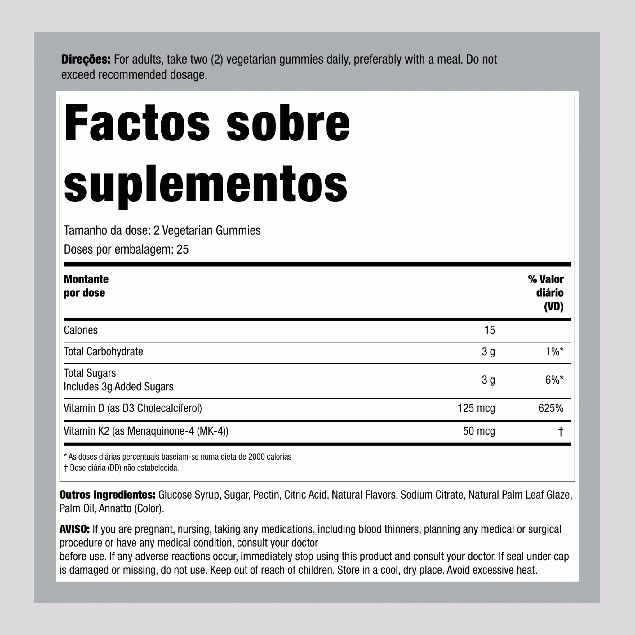 Complexo de Vitamina D3 + K2 (Pêssego Manga), 50 Gomas
