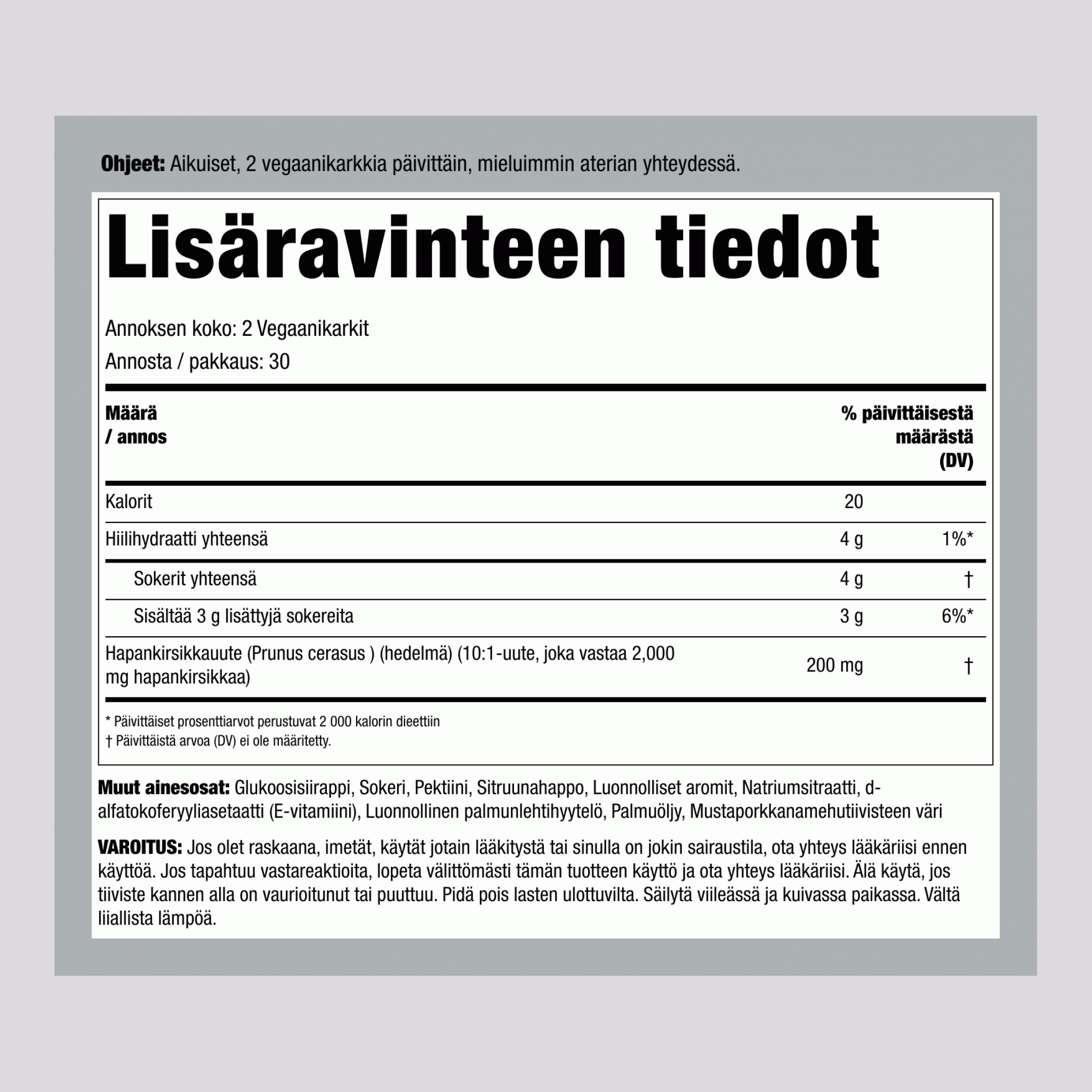 Tart Cherry (Delicious Cherry), 2000 mg (per serving), 60 Gummies