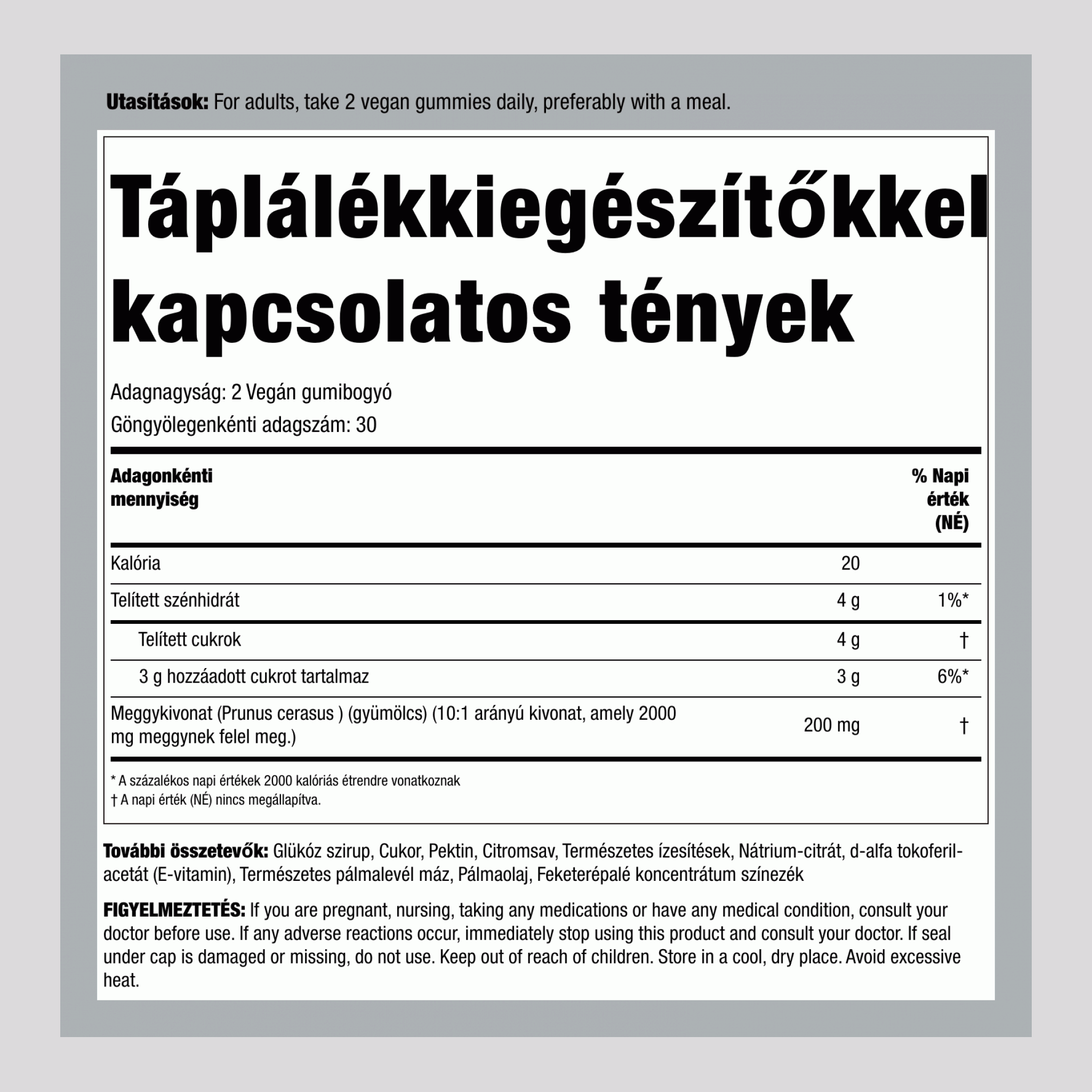 Tart Cherry (Delicious Cherry), 2000 mg (per serving), 60 Gummies