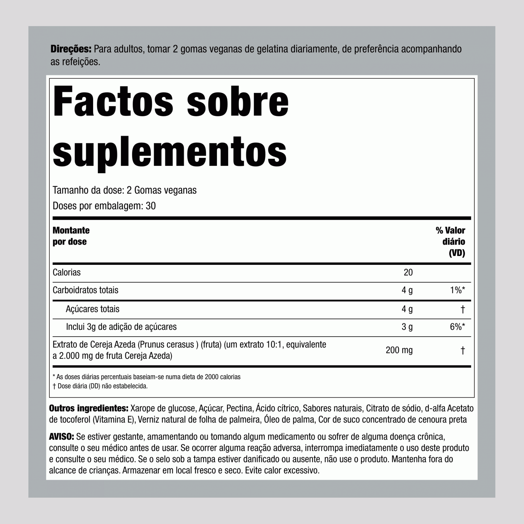 Tart Cherry (Delicious Cherry), 2000 mg (per serving), 60 Gummies