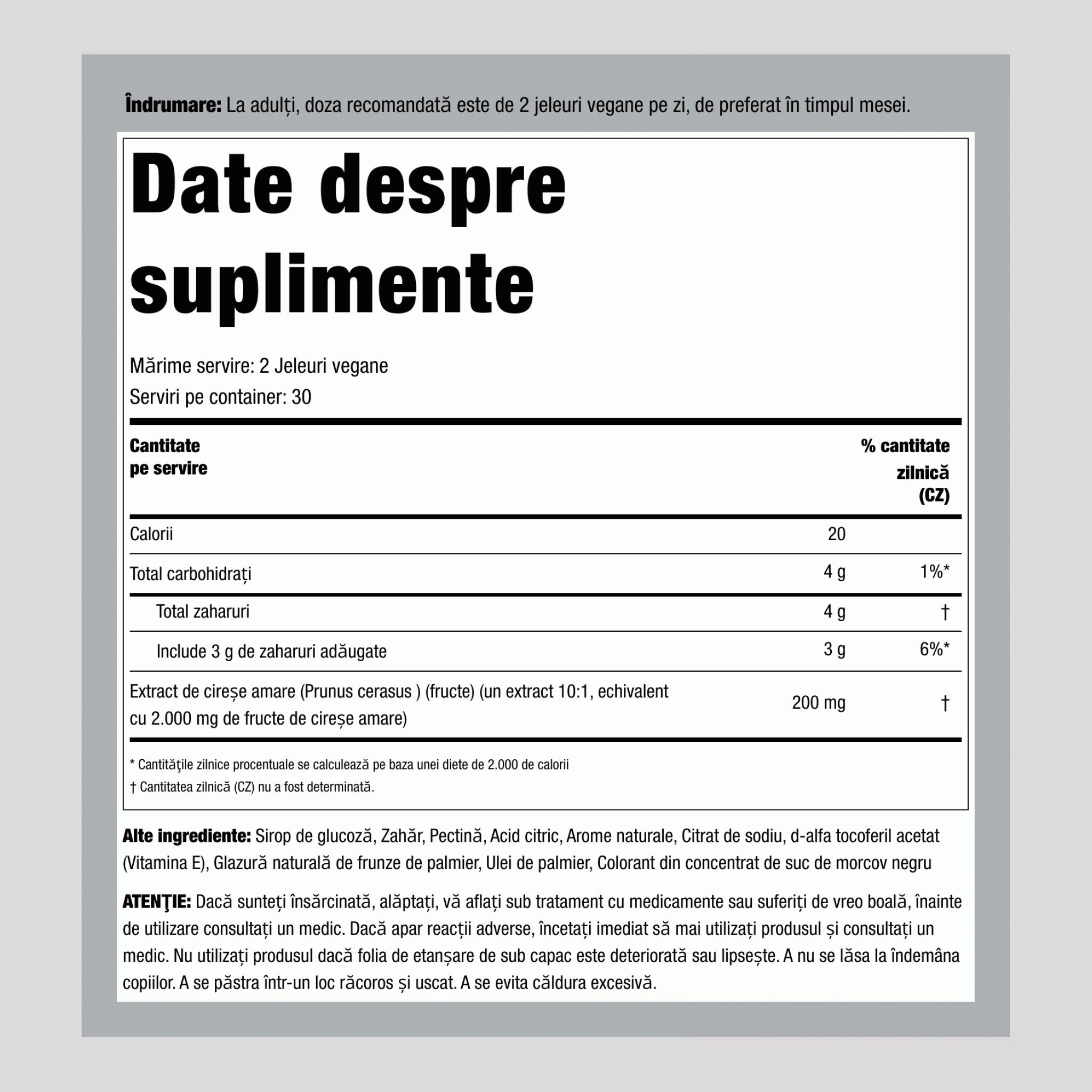 Tart Cherry (Delicious Cherry), 2000 mg (per serving), 60 Gummies
