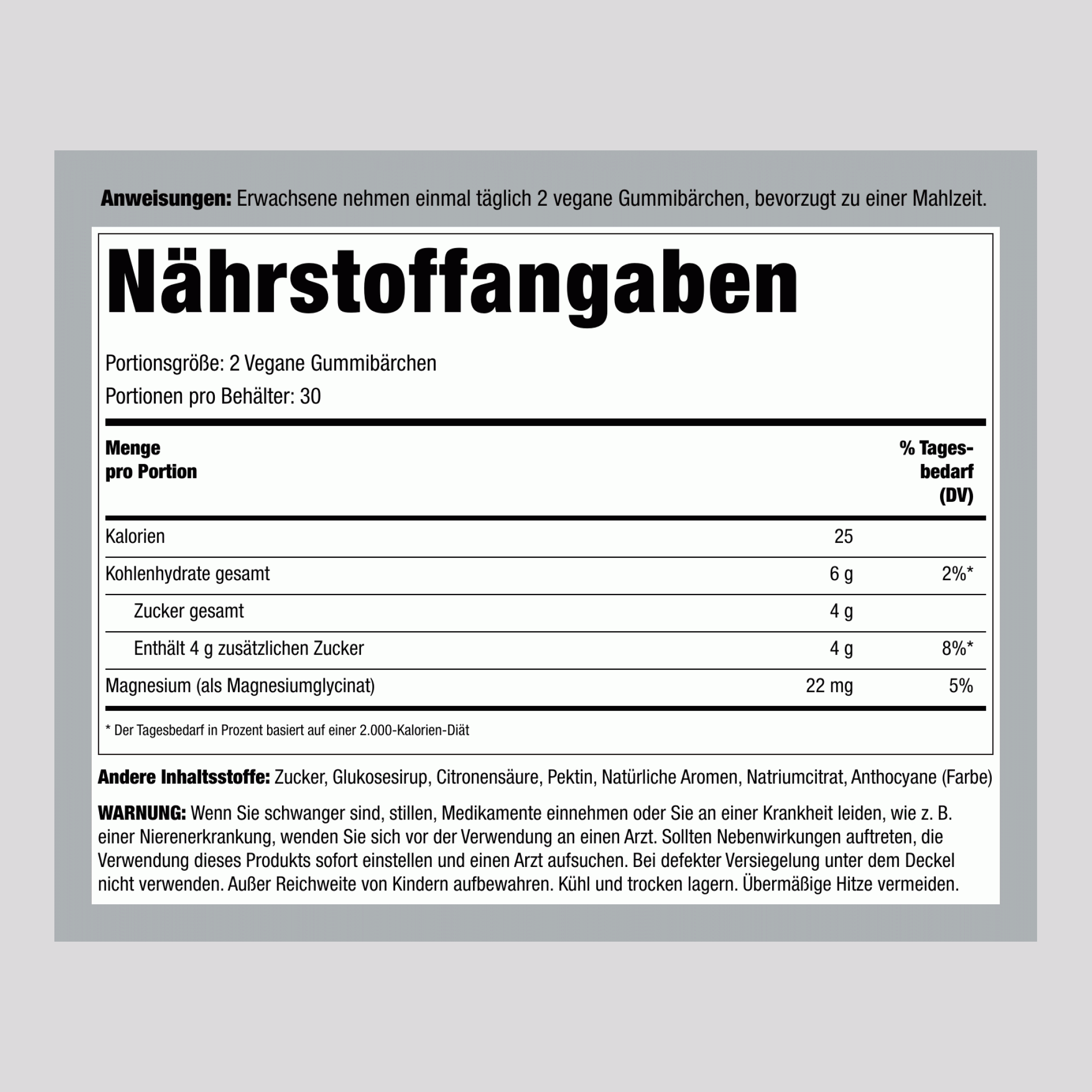 Magnesiumglycinat (Saure Traube), 60 Gummis
