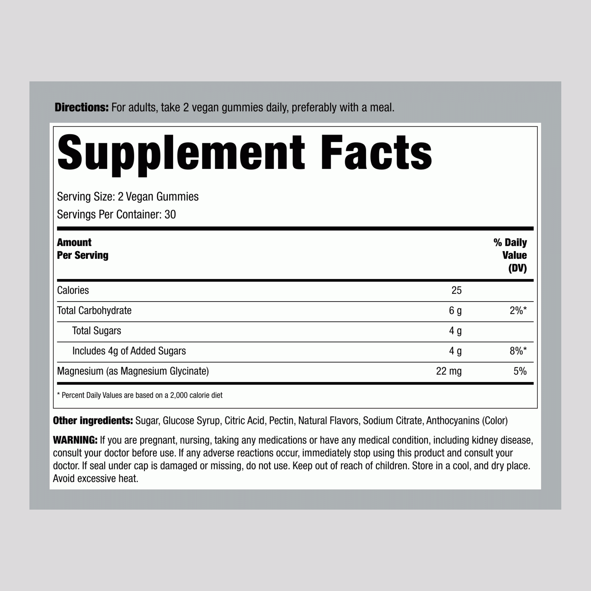 甘氨酸鎂（酸葡萄味），60 軟糖