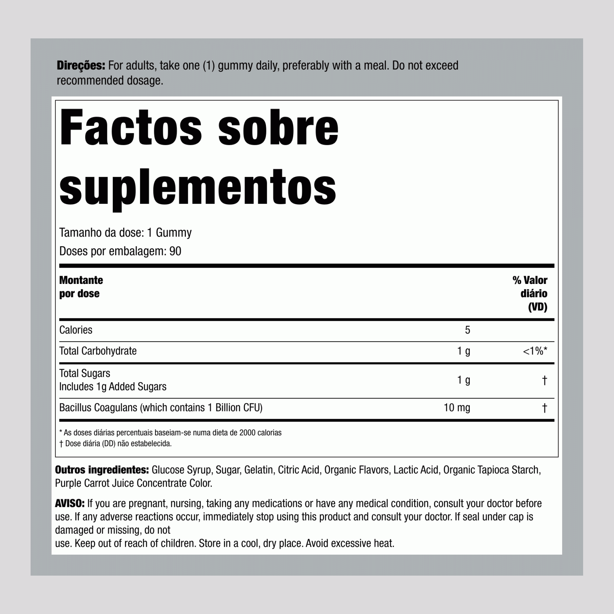 Probiótico 1 Bilhão (Delicioso Framboesa-Limão), 90 Gomas