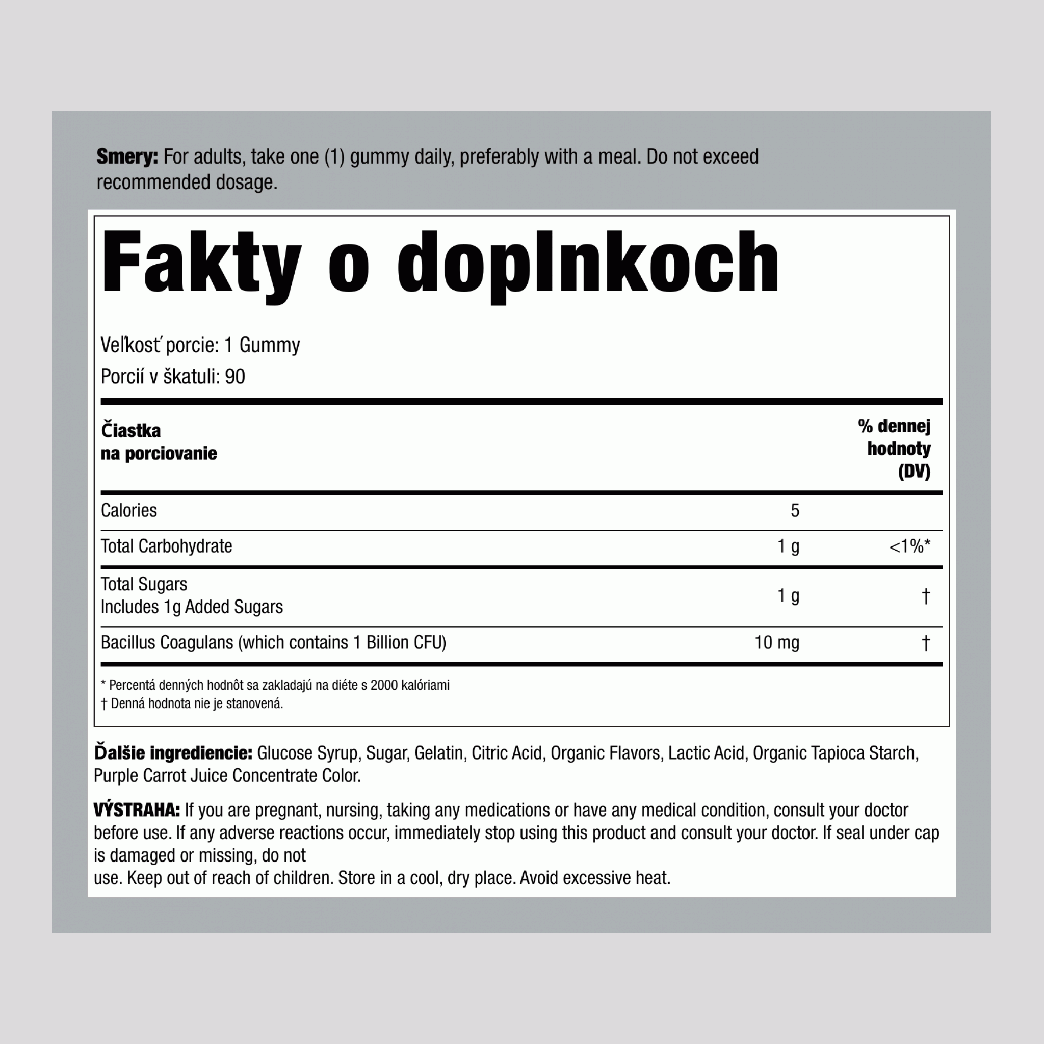 Probiotik 1 miliarda (lahodné maliny-citrón), 90 želé