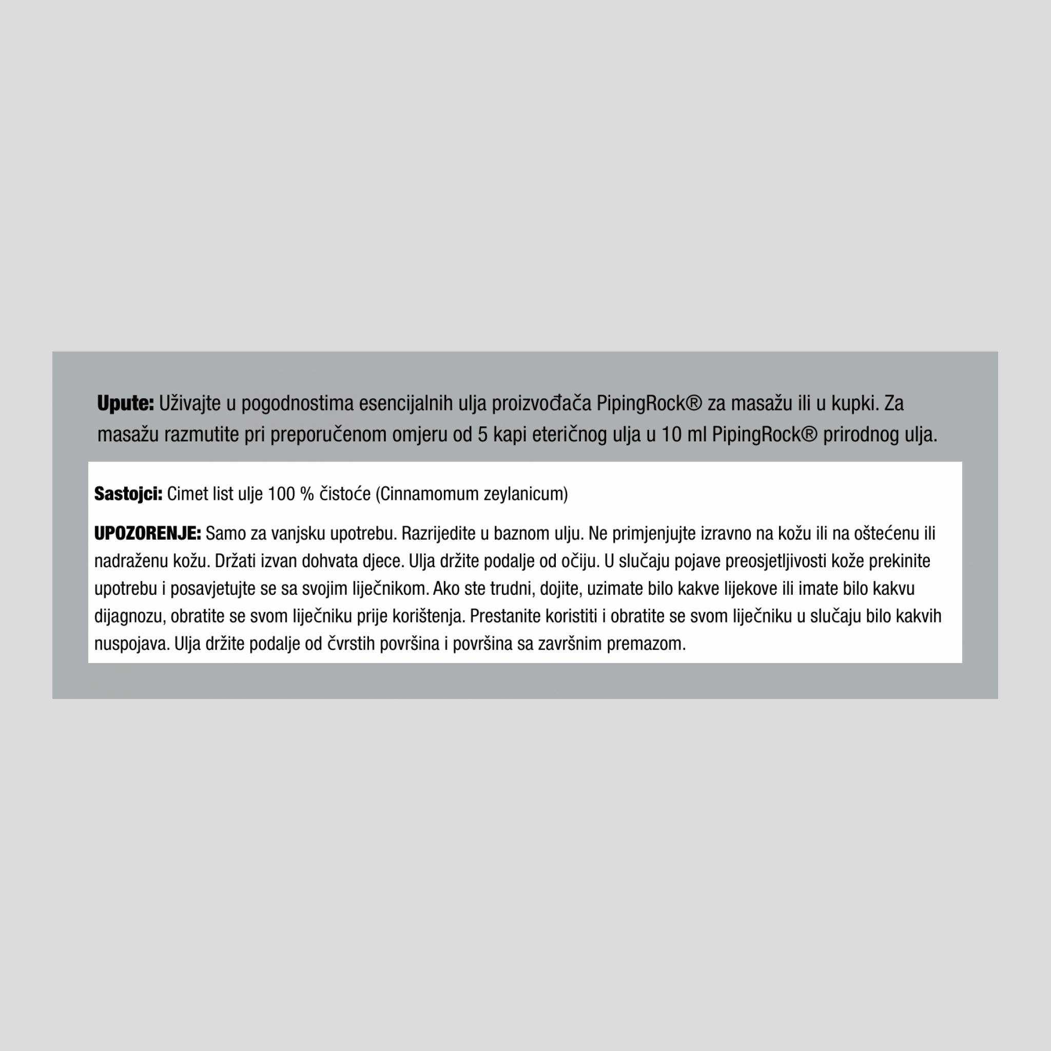 Čisto eterično ulje lista cimeta, 1/2 fl oz (15 mL) Bočica s kapaljkom