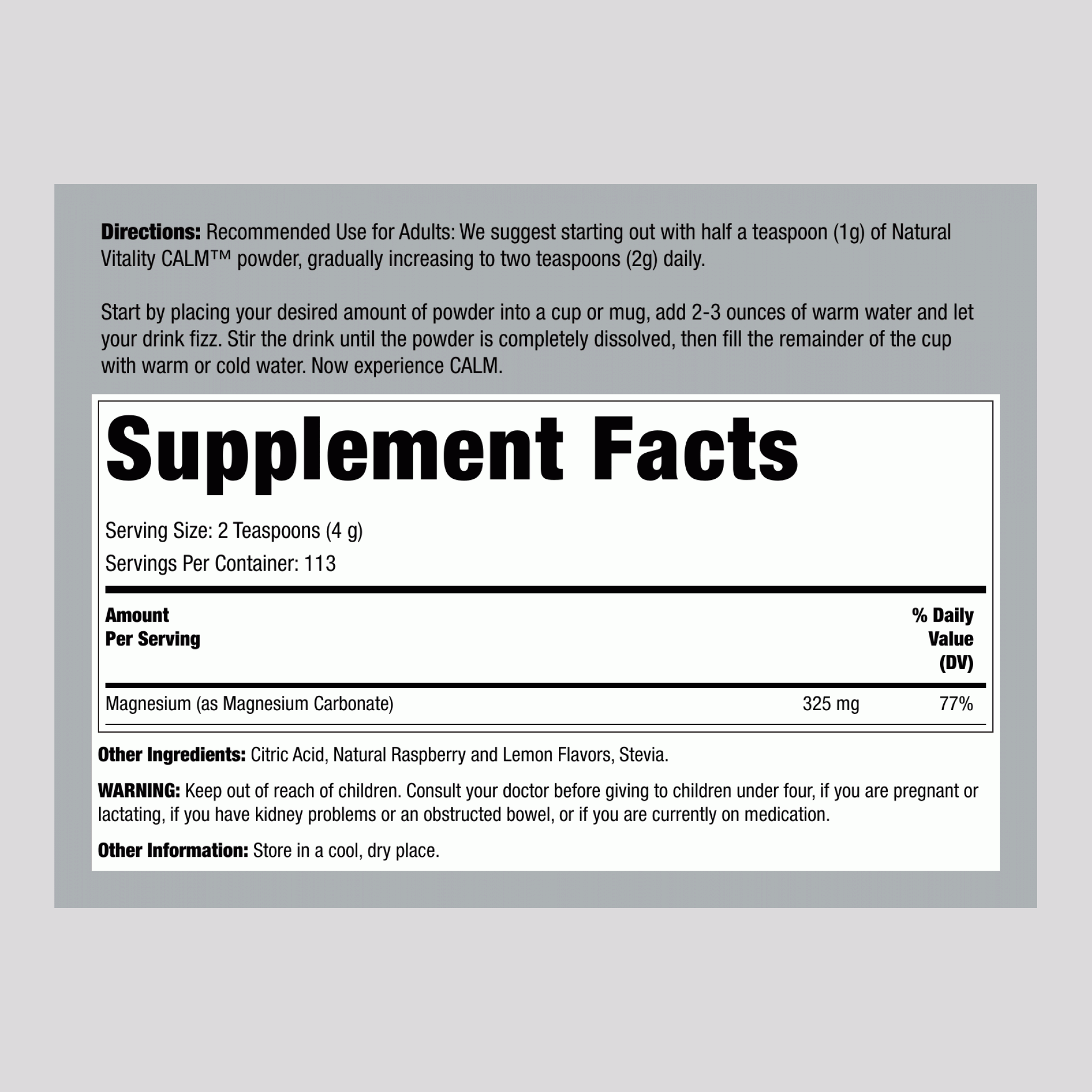 CALM Powder Raspberry-Lemon, 16 oz (453 g)