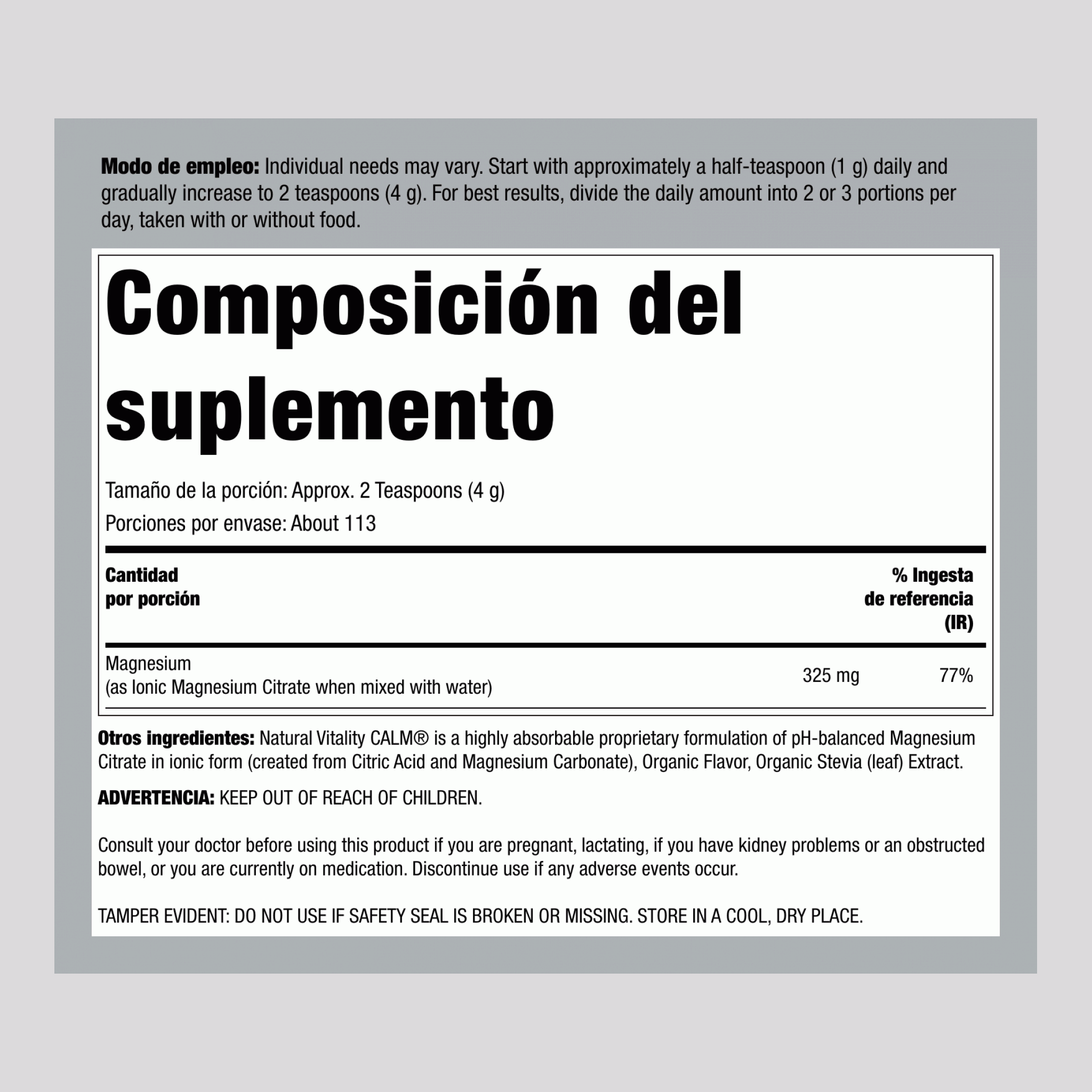 Polvo CALM Limón Dulce, 16 oz (453 g)