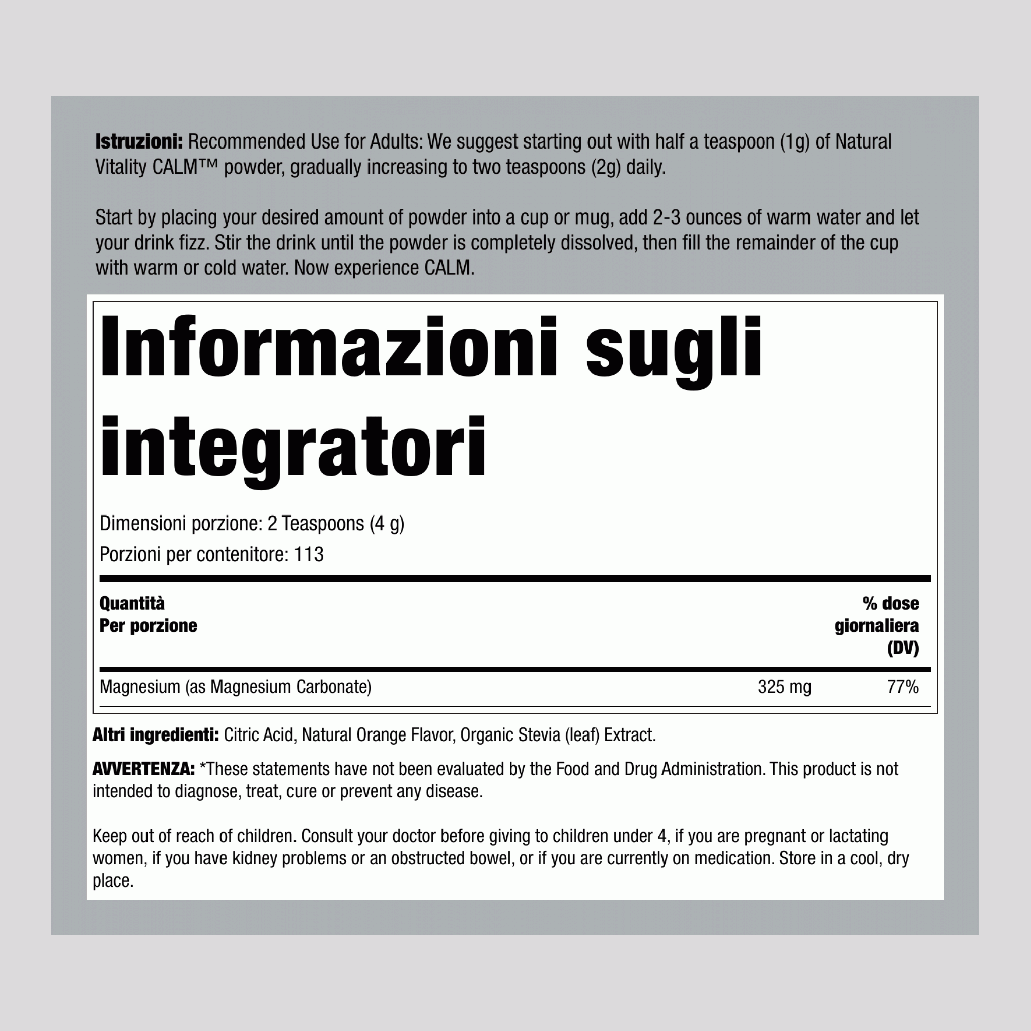 CALM Polvere all'arancia, 16 oz (453 g)