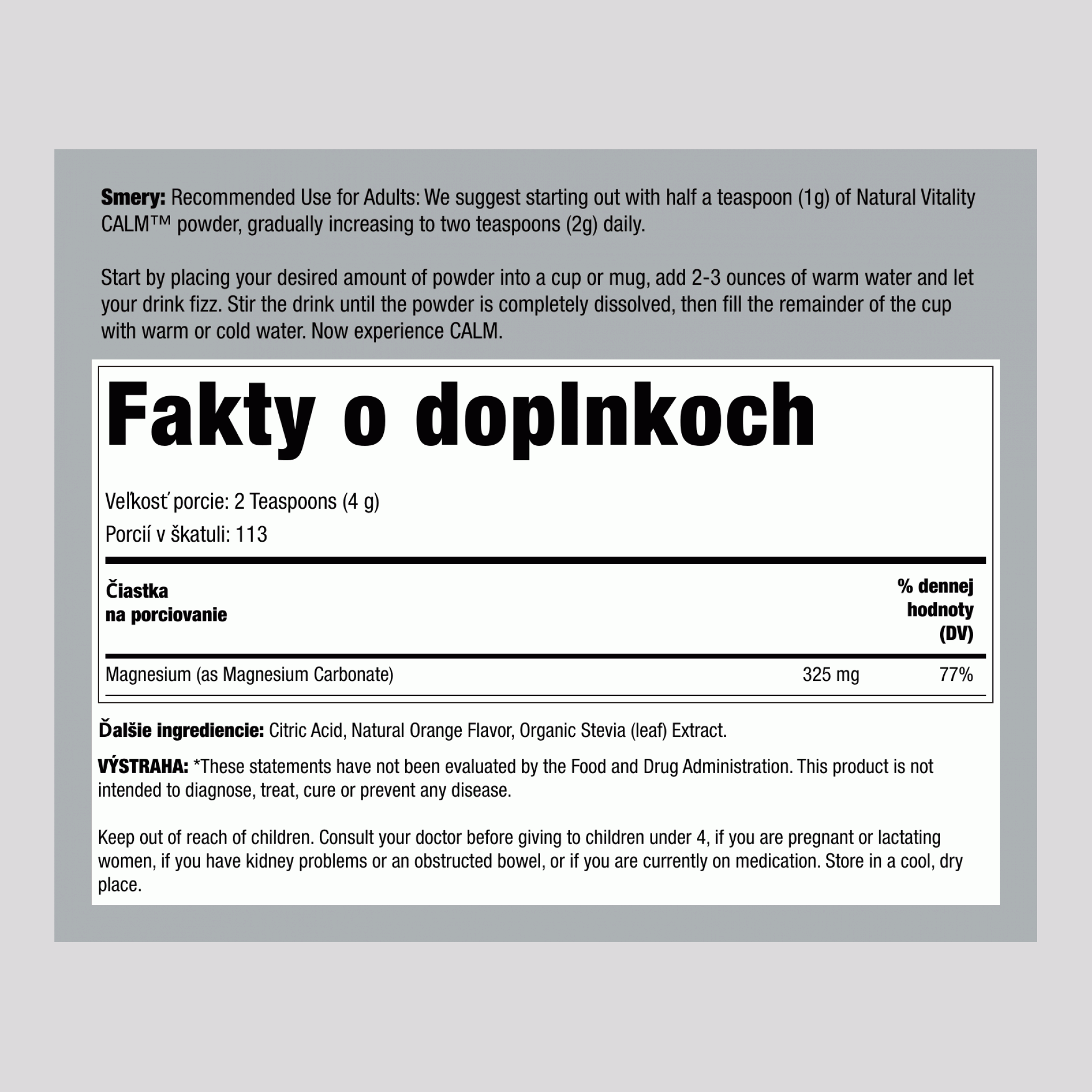 CALM Prášok Pomaranč, 16 oz (453 g)