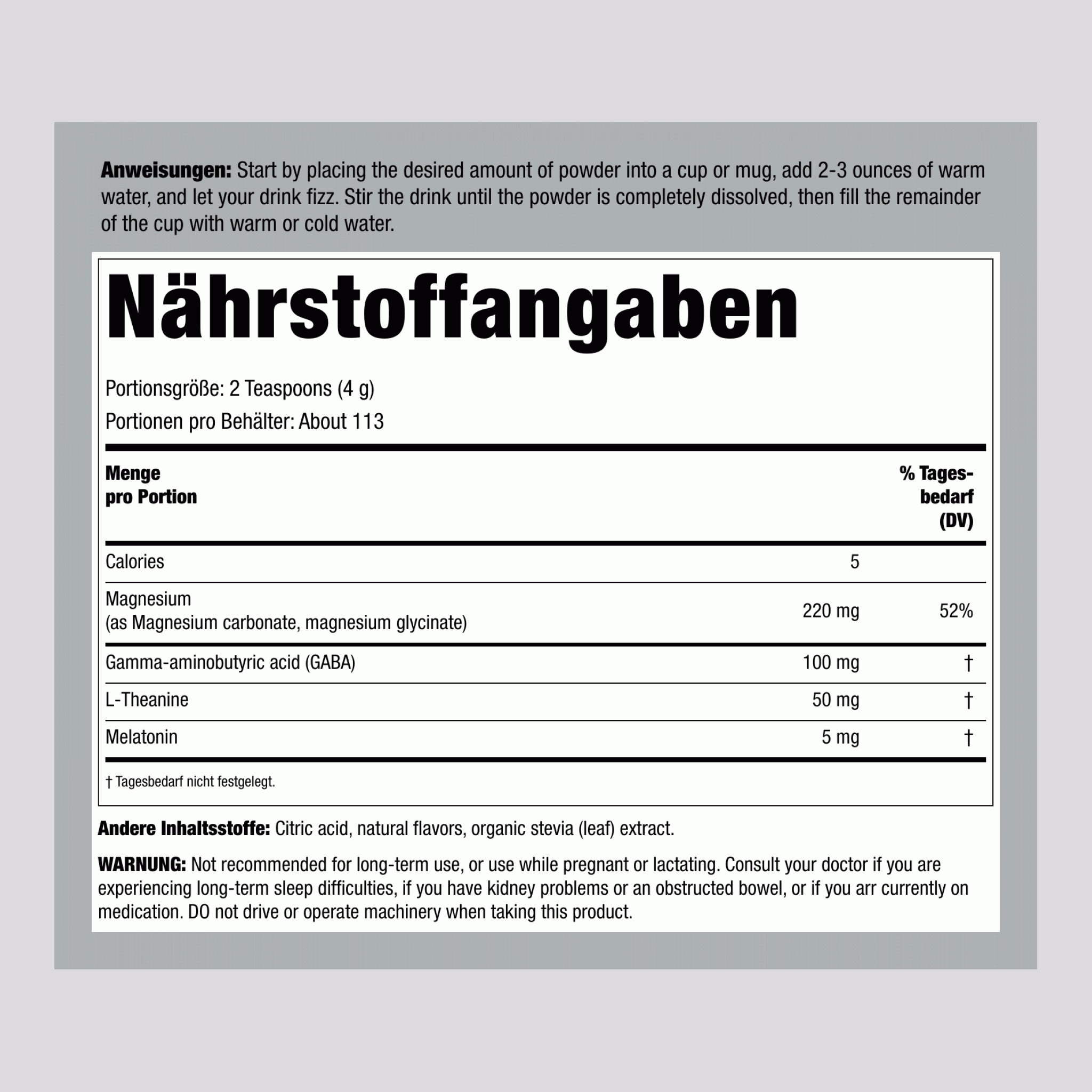 CALM Schlaf mit Melatonin Pulver Wildbeere, 16 oz (453 g)