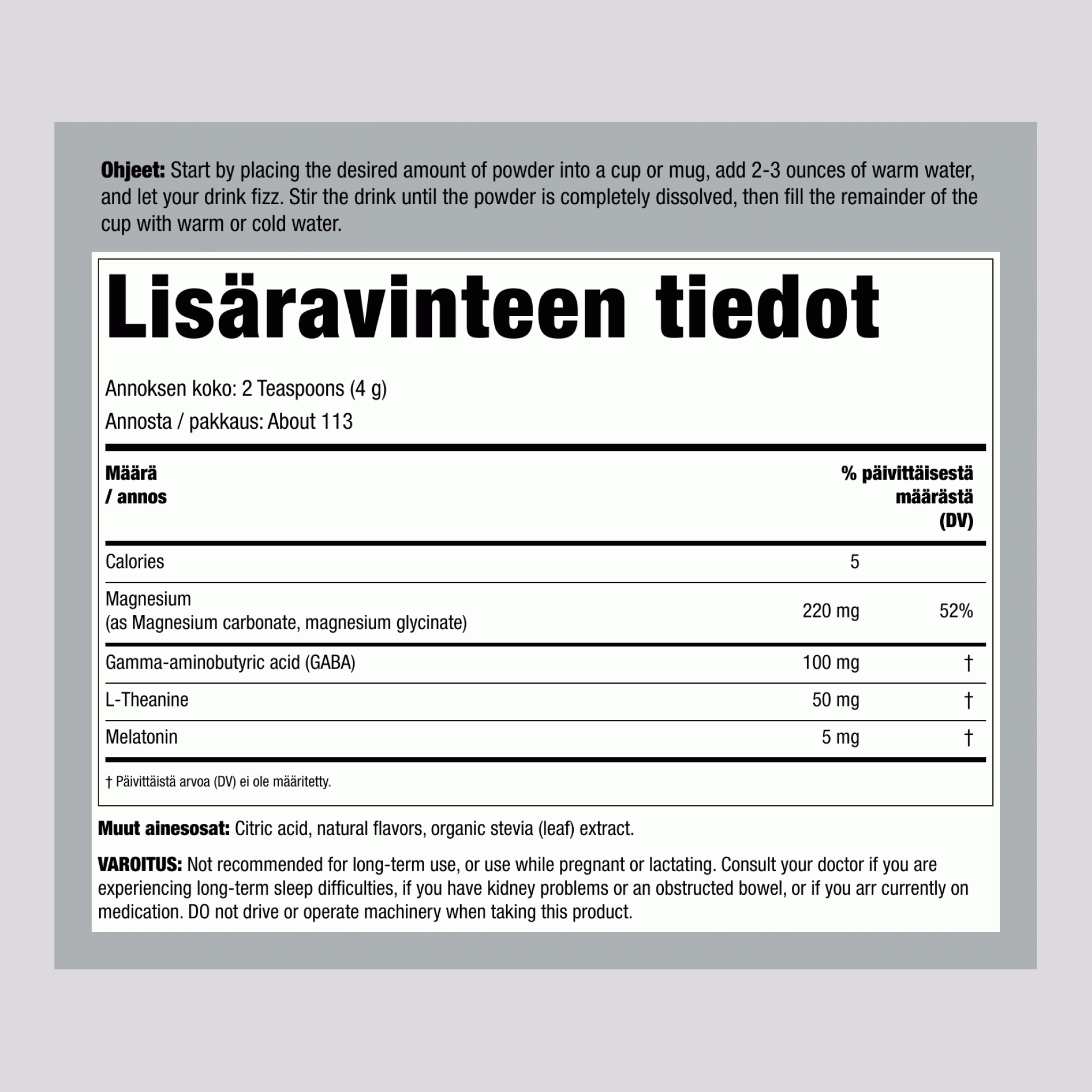 CALM Uni jauheena melatoniinilla, villimarjat, 453 g