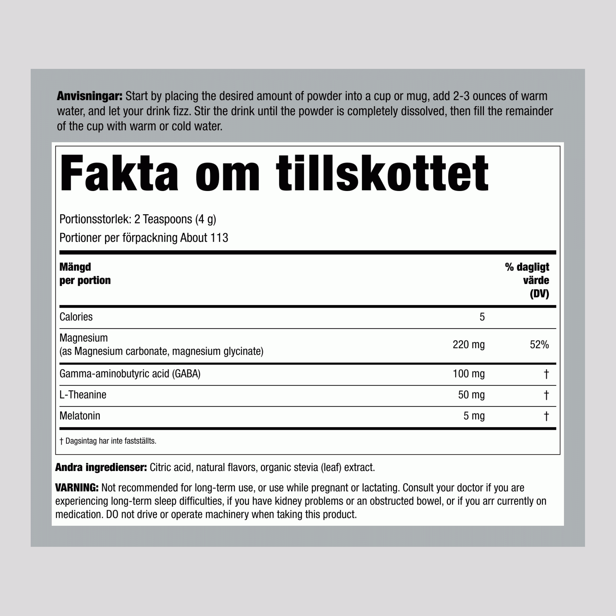 CALM Sömn med melatoninpulver Vilda bär, 16 oz (453 g)