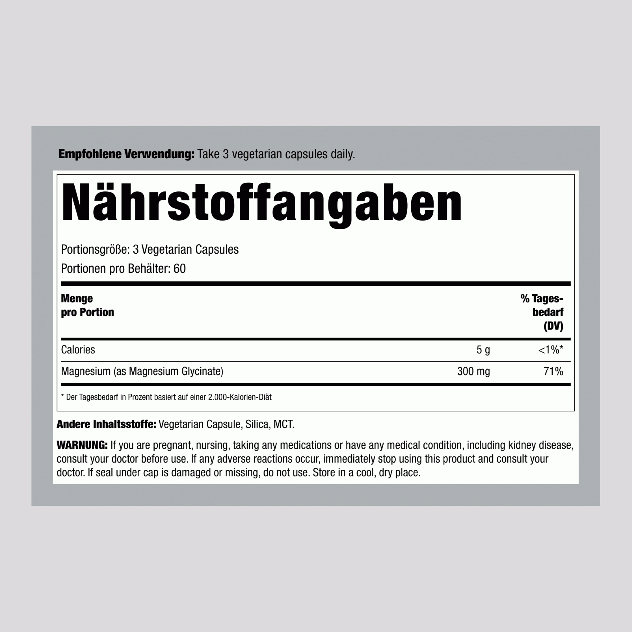 CALM Magnesiumglycinat, 325 mg (pro Portion), 180 vegane Kapseln