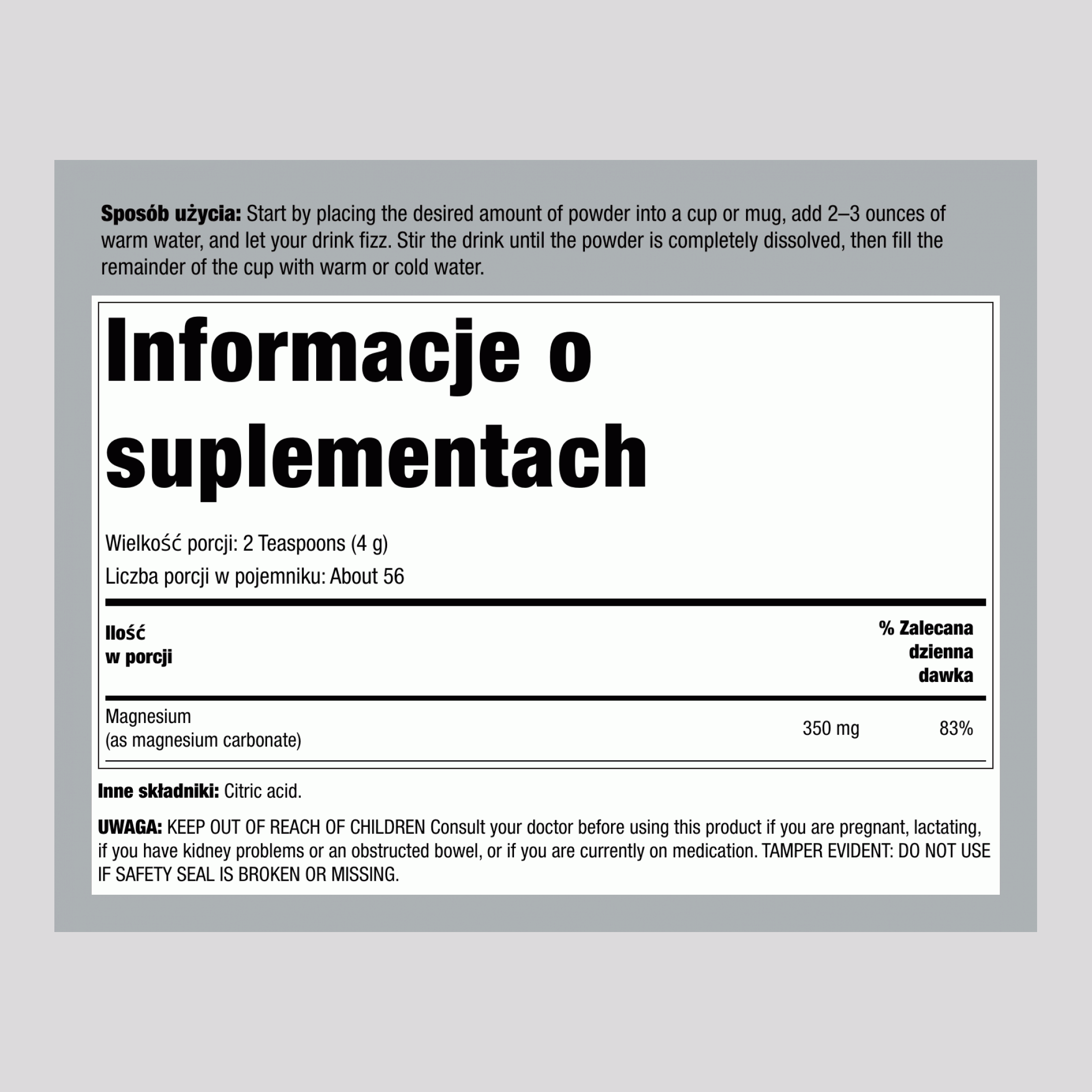 Proszek CALM bez smaku, 8 oz (226 g)