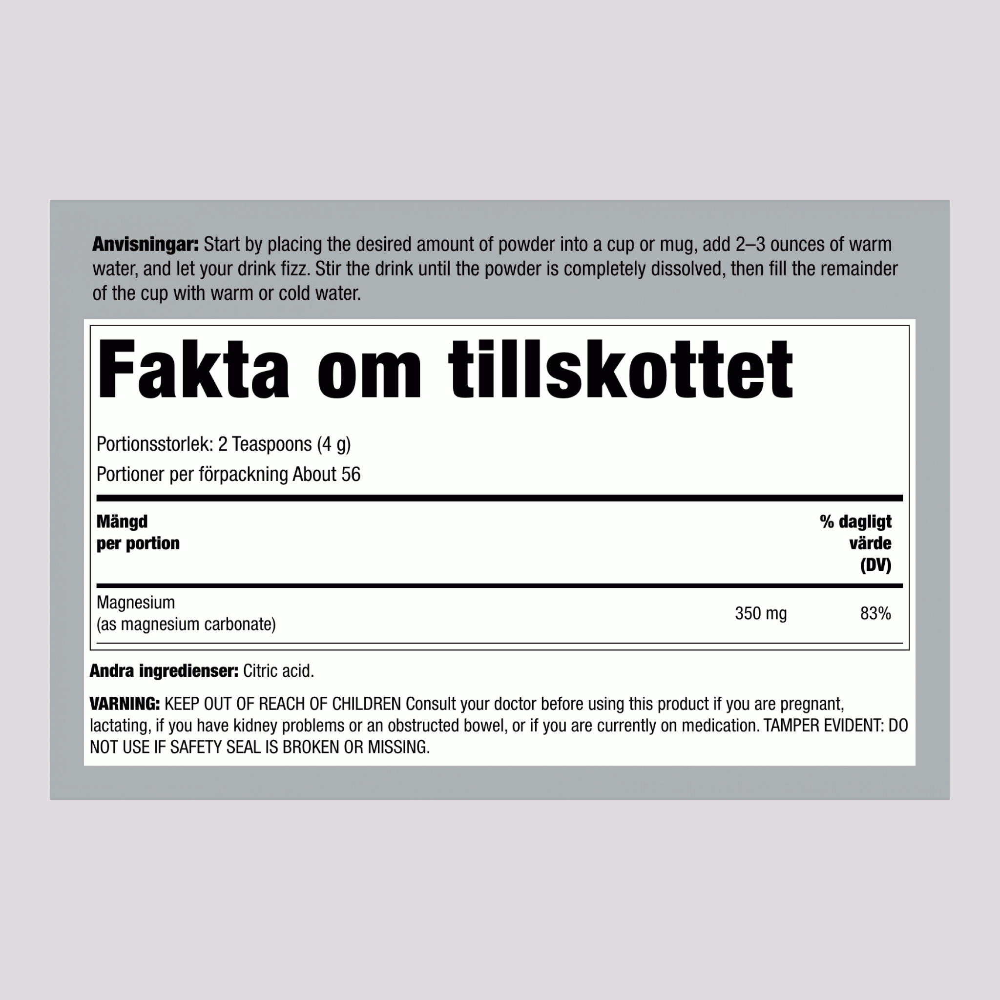 CALM Pulver Smaklös, 8 oz (226 g)