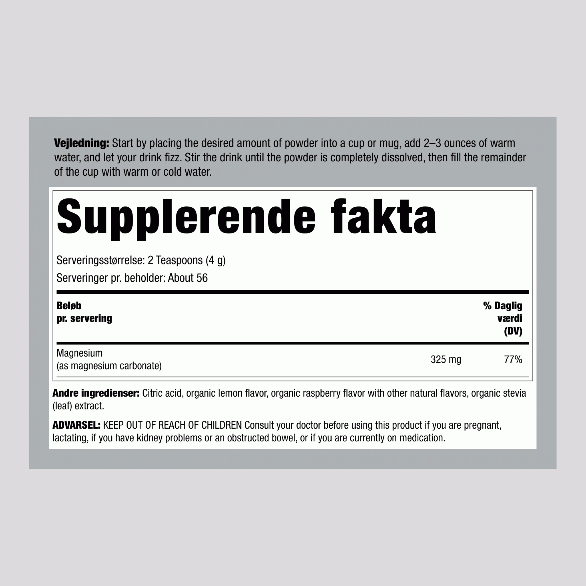 CALM Pulver Hindbær-Citron, 8 oz (227 g)