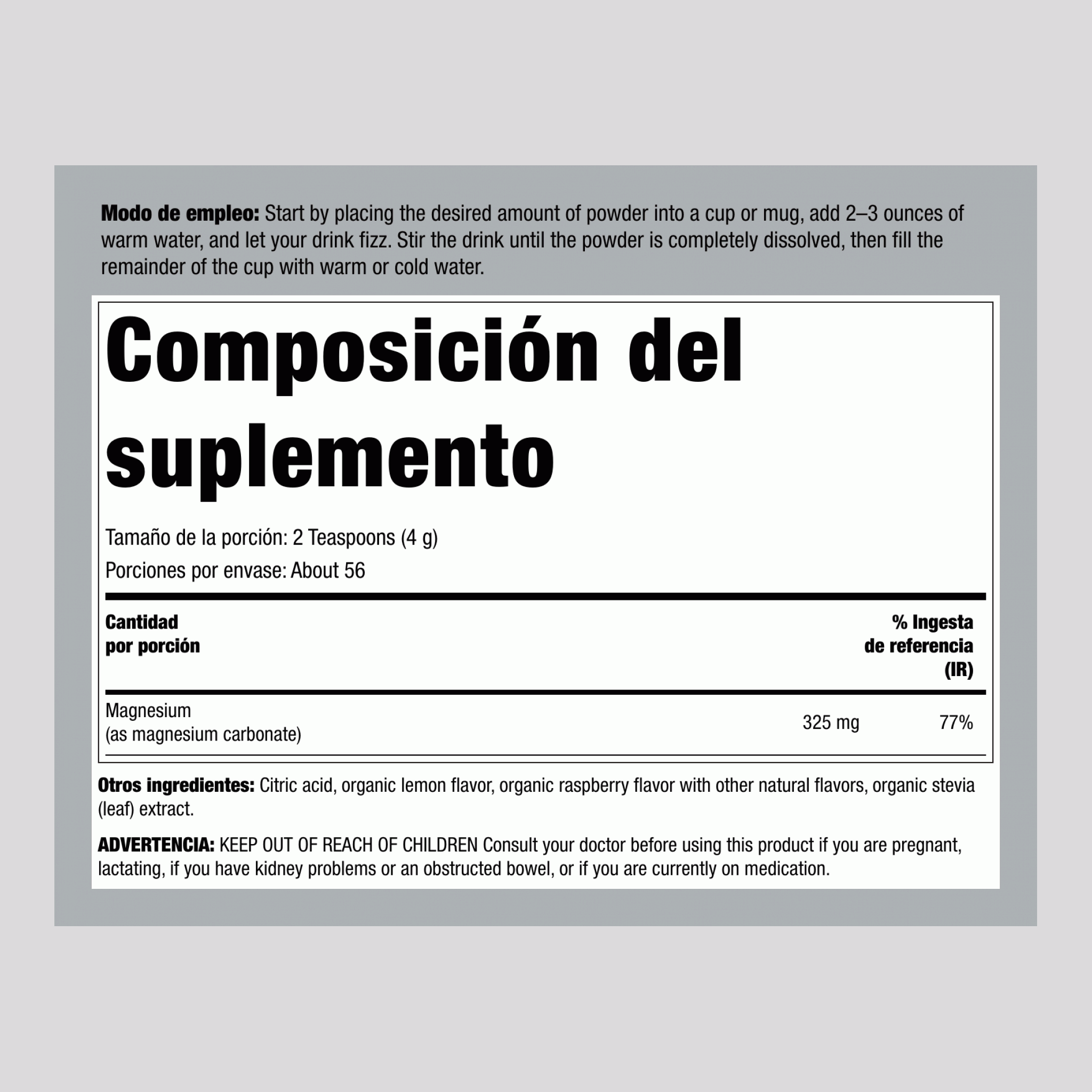 Polvo CALM Frambuesa-Limón, 8 oz (227 g)