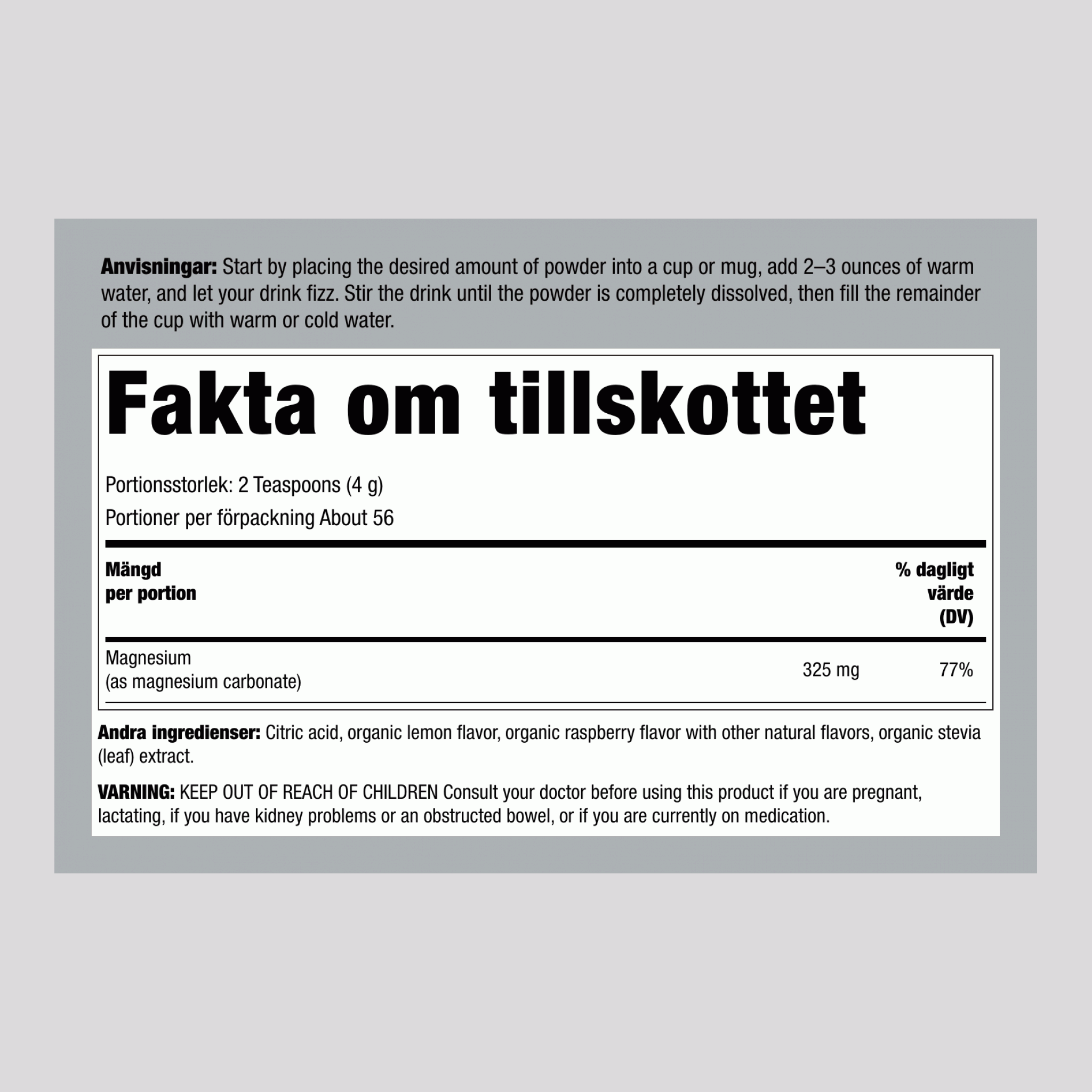 CALM-pulver Hallon-citron, 8 oz (227 g)