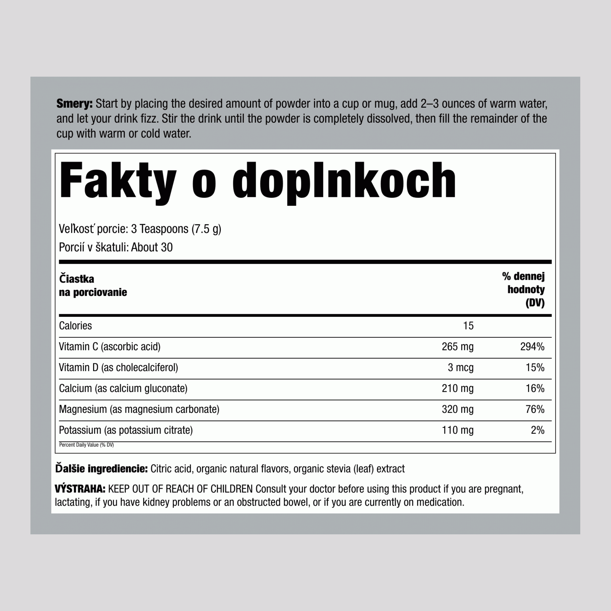 CALM plus prášok s vápnikom Malina-Citrón, 8 oz (226 g)