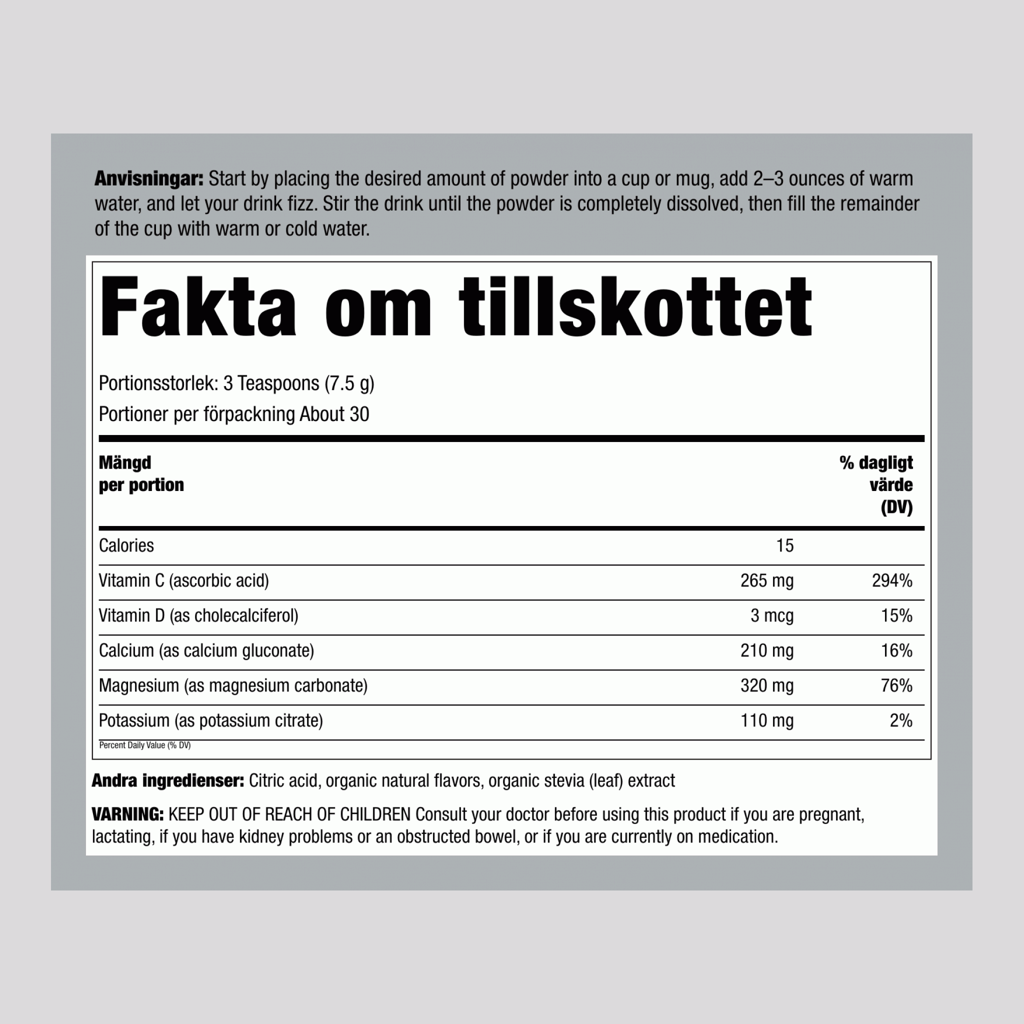 CALM plus Kalciumpulver Hallon-Citron, 8 oz (226 g)