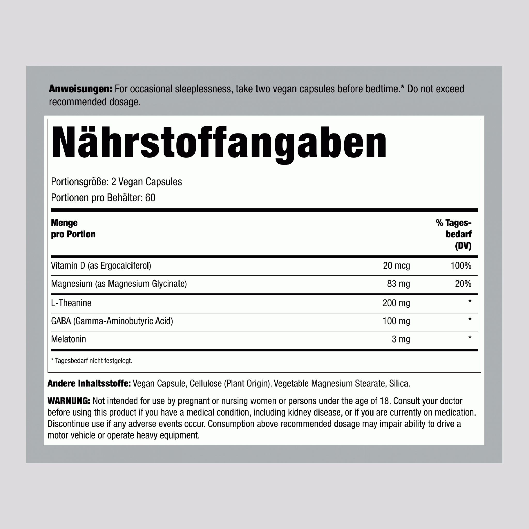 Beruhigender Schlaf mit Melatonin, 120 vegane Kapseln