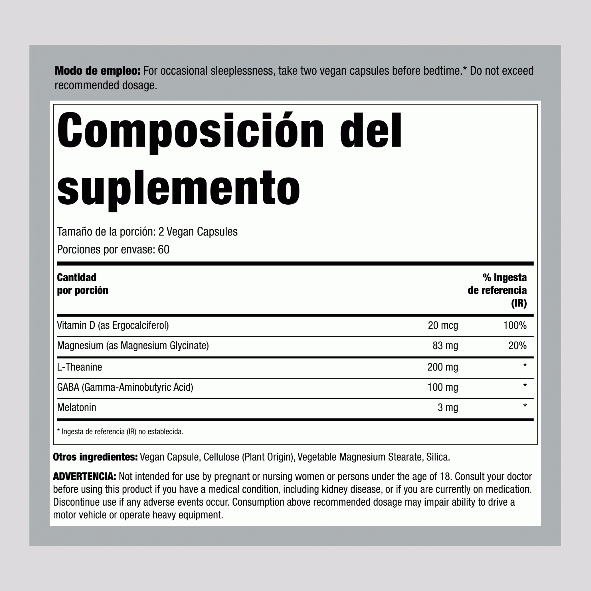 CALM Sueño con Melatonina, 120 Cápsulas Veganas