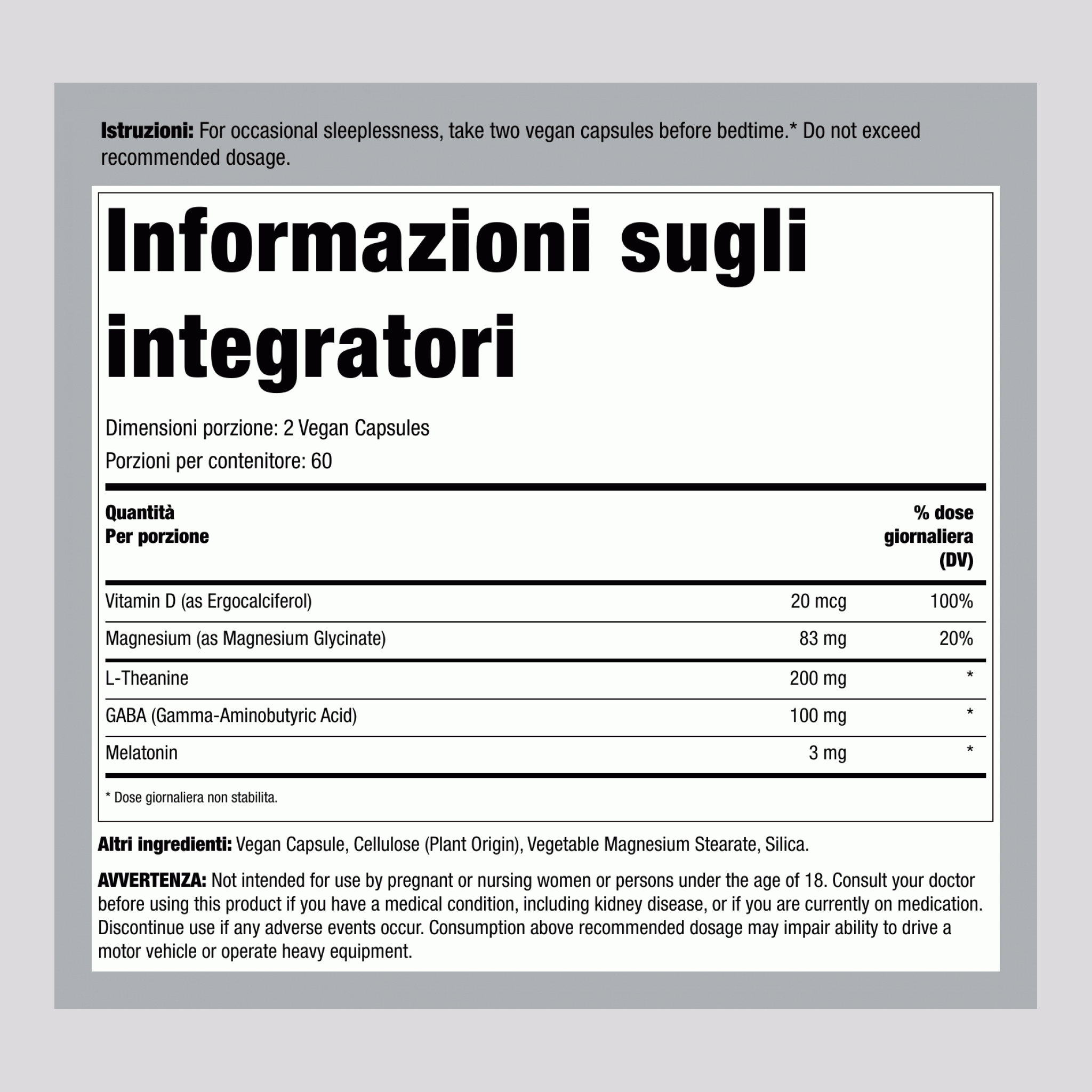 CALM Sleep con Melatonina, 120 Capsule Vegane