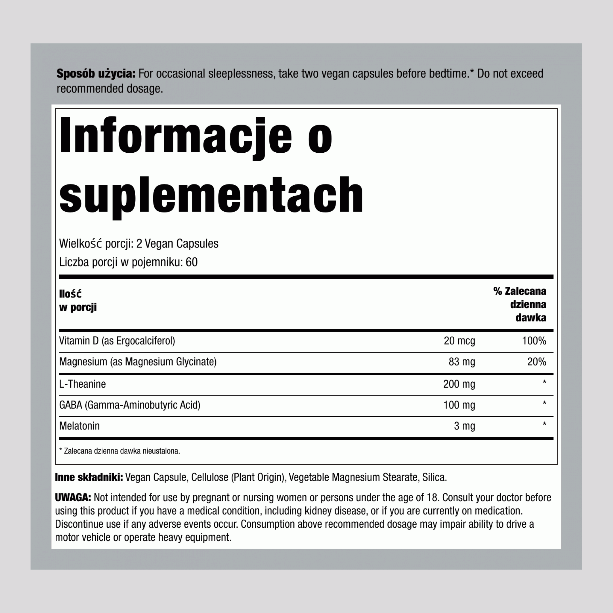 CALM Sen Melatonina, 120 Kapsułek Wegetariańskich