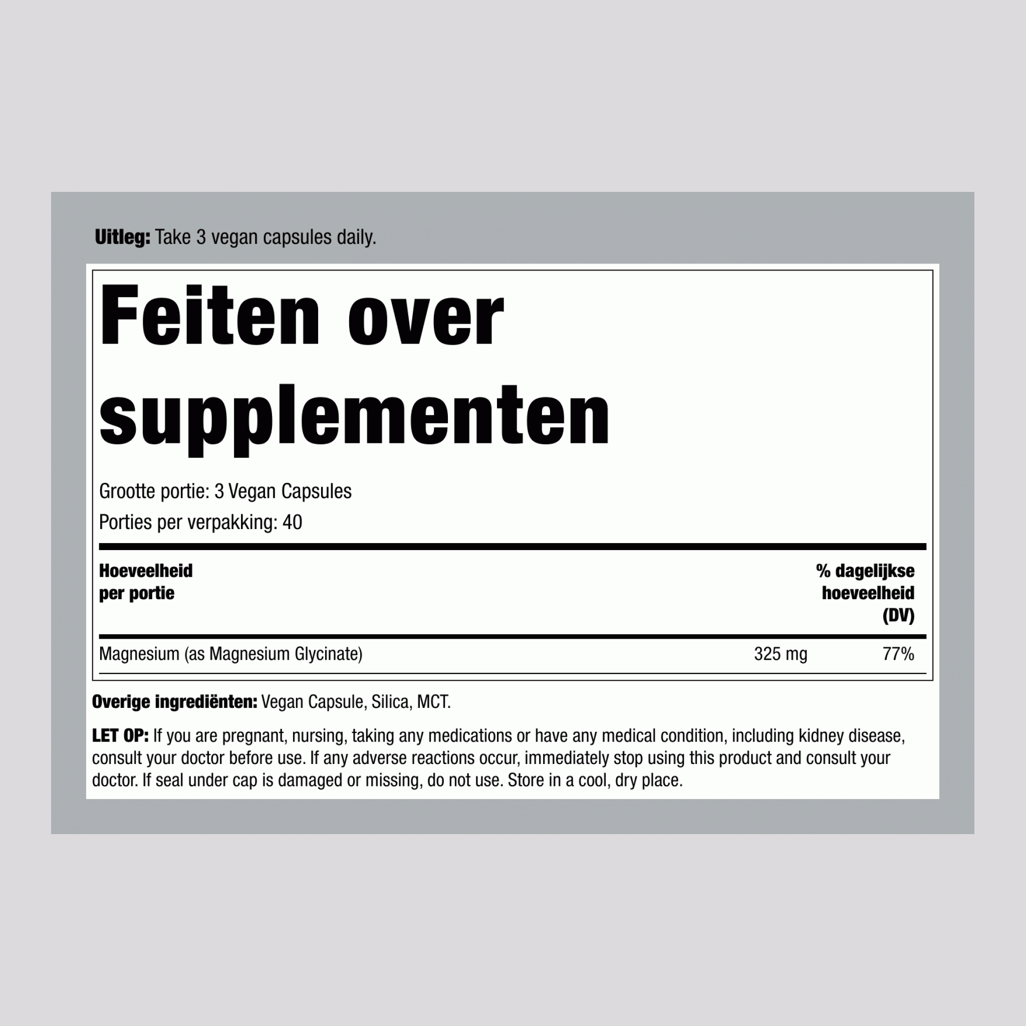 CALM Magnesium Glycinaat, 300 mg (per portie), 120 Vegan Capsules