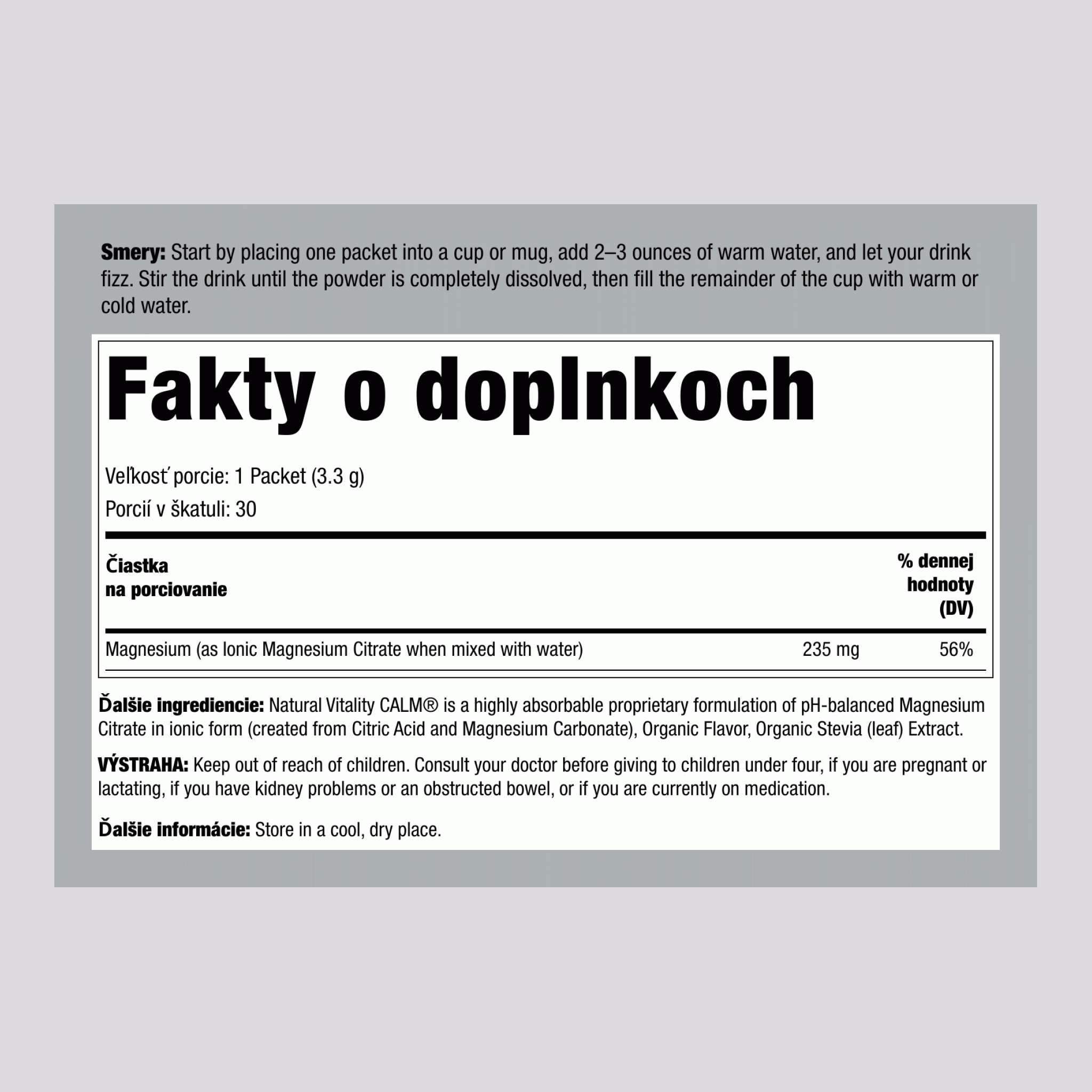 CALM Prášok z malín a citrónu – balenie 30 sáčkov