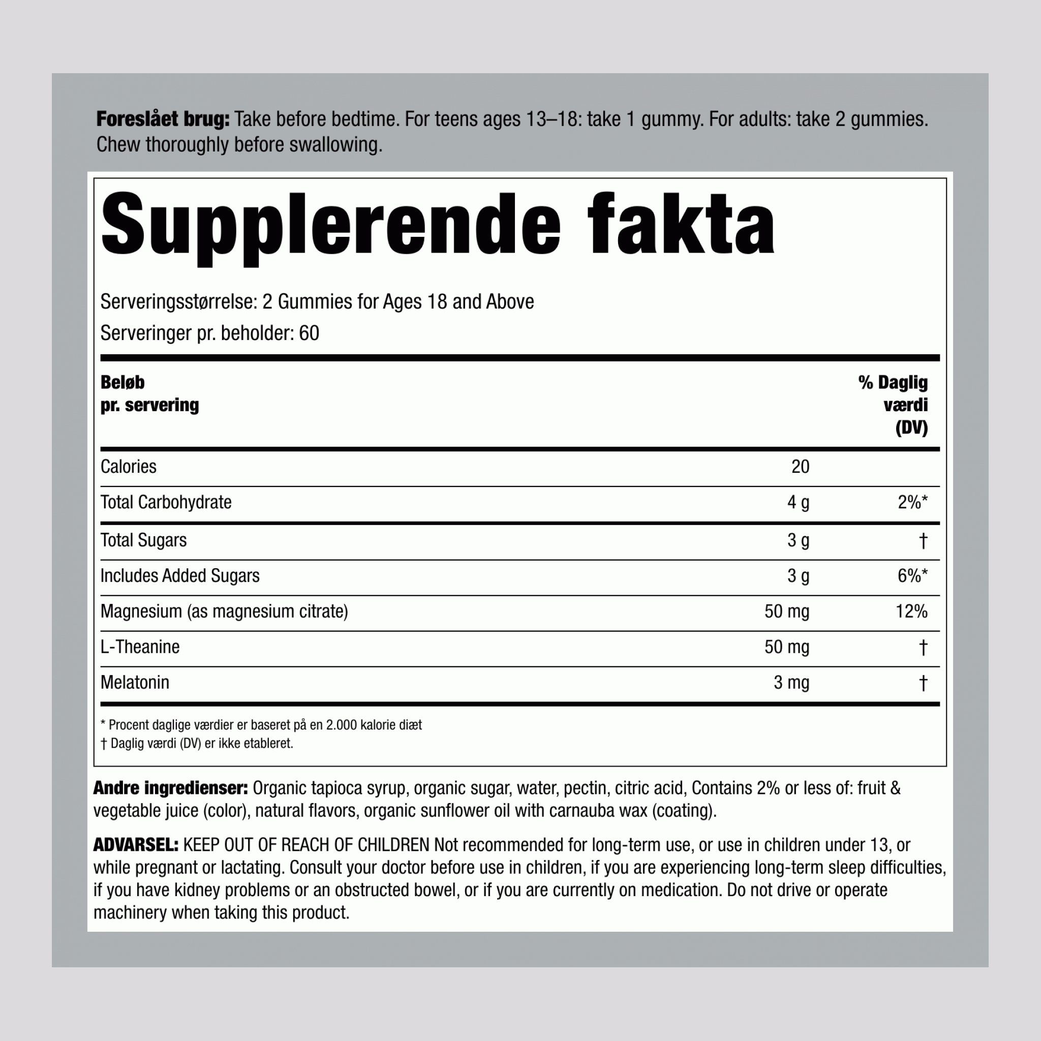 CALM Sleep med melatonin-gummier med blåbær-granatæble-smag, 120 lækre gummier