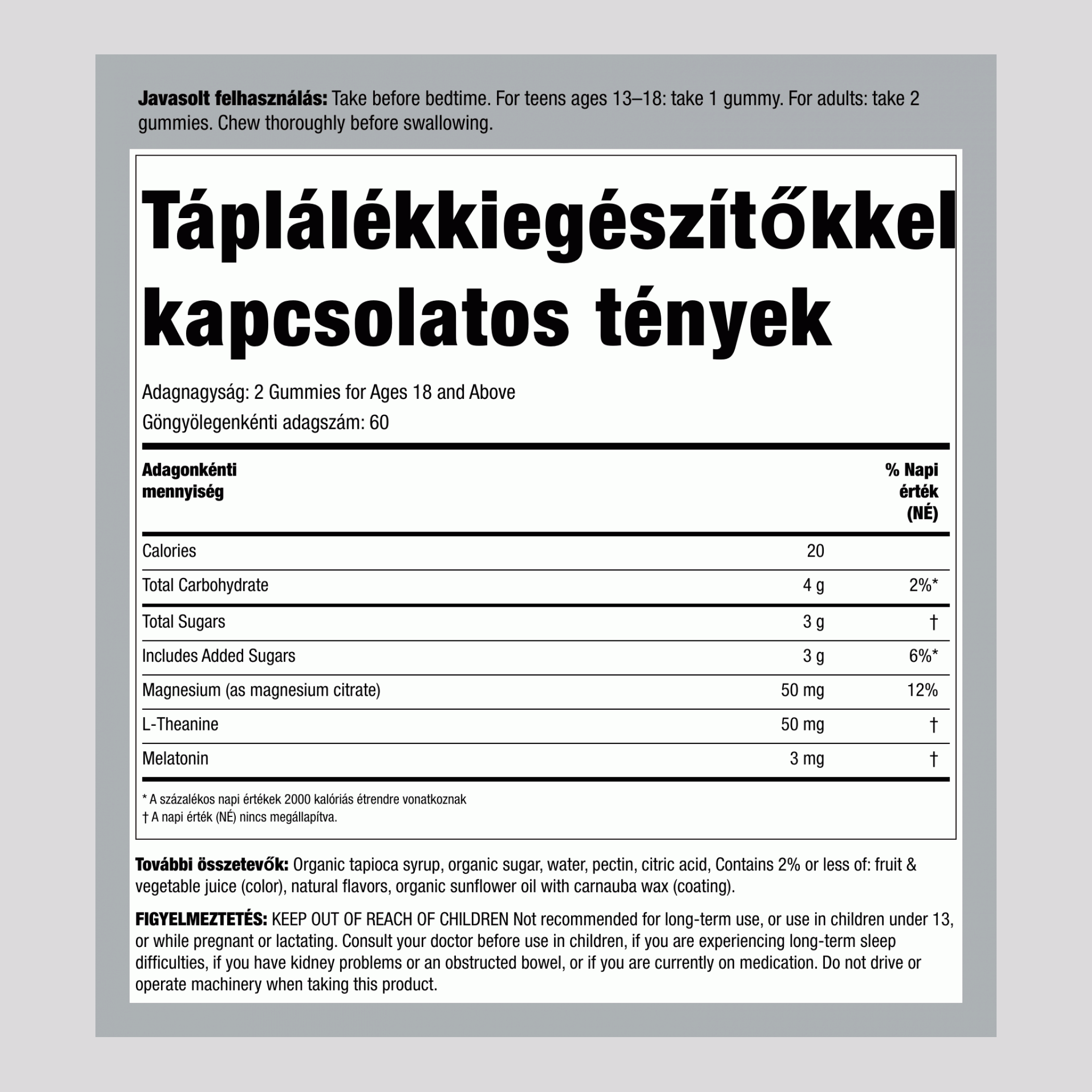 Nyugtató alvás melatoninos gumicukorral, áfonya-gránátalma ízben, 120 ízletes gumicukor
