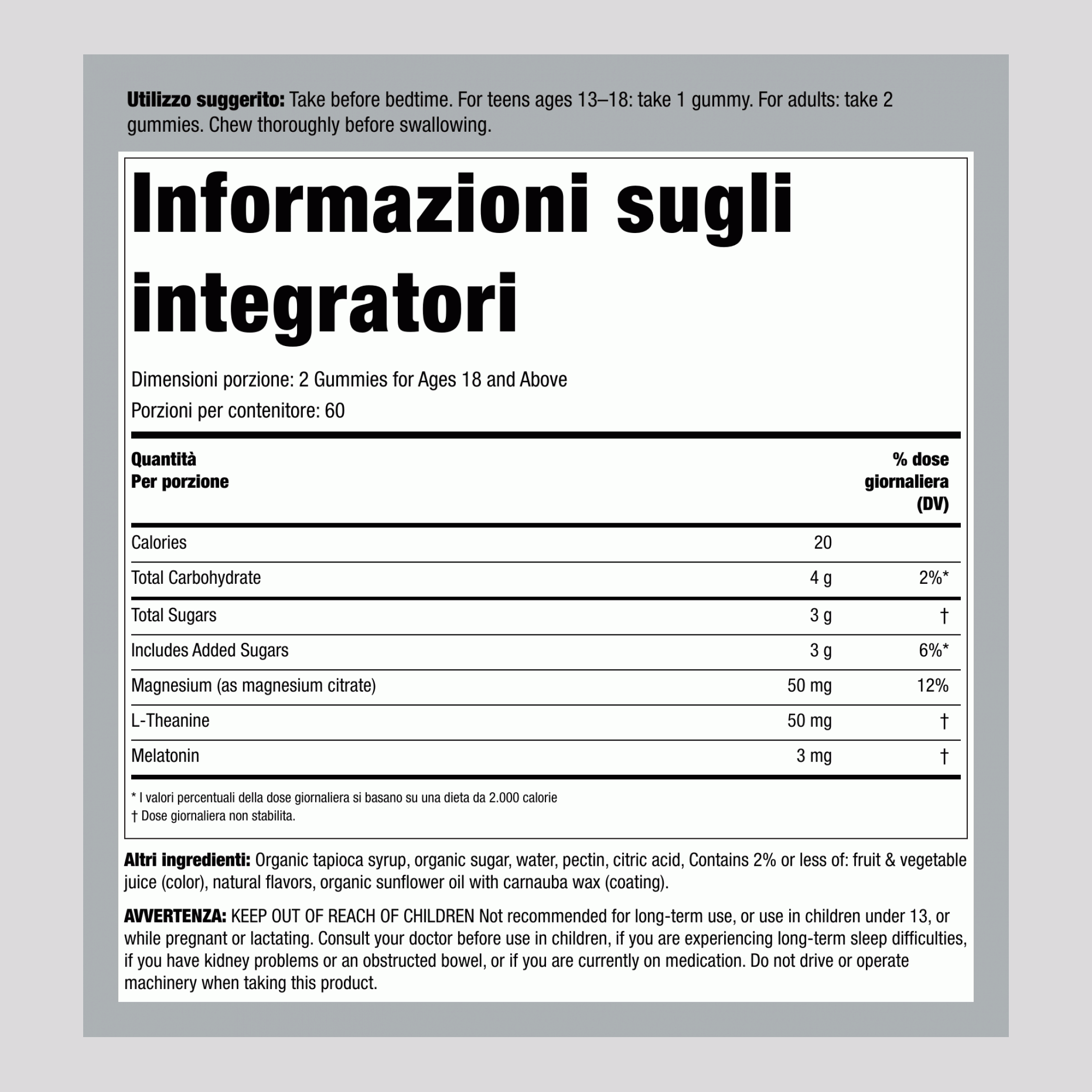 CALM Sonno con Melatonina in Caramelle Gommose, Gusto Mirtillo-Melagrana, 120 Deliziose Caramelle