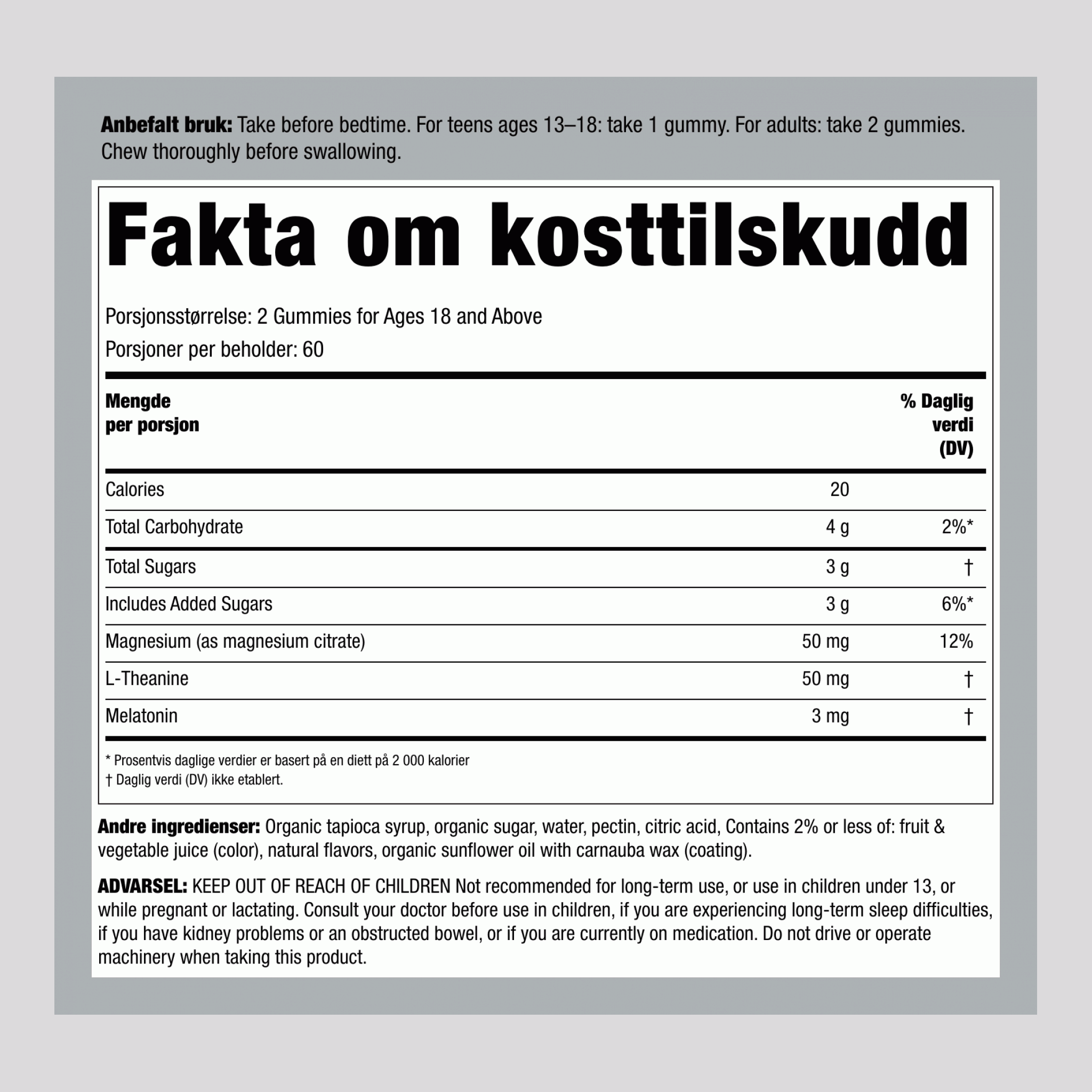 CALM Søvn med Melatonin-gummier med Blåbær-Granateple-smak, 120 Velsmakende Gummier
