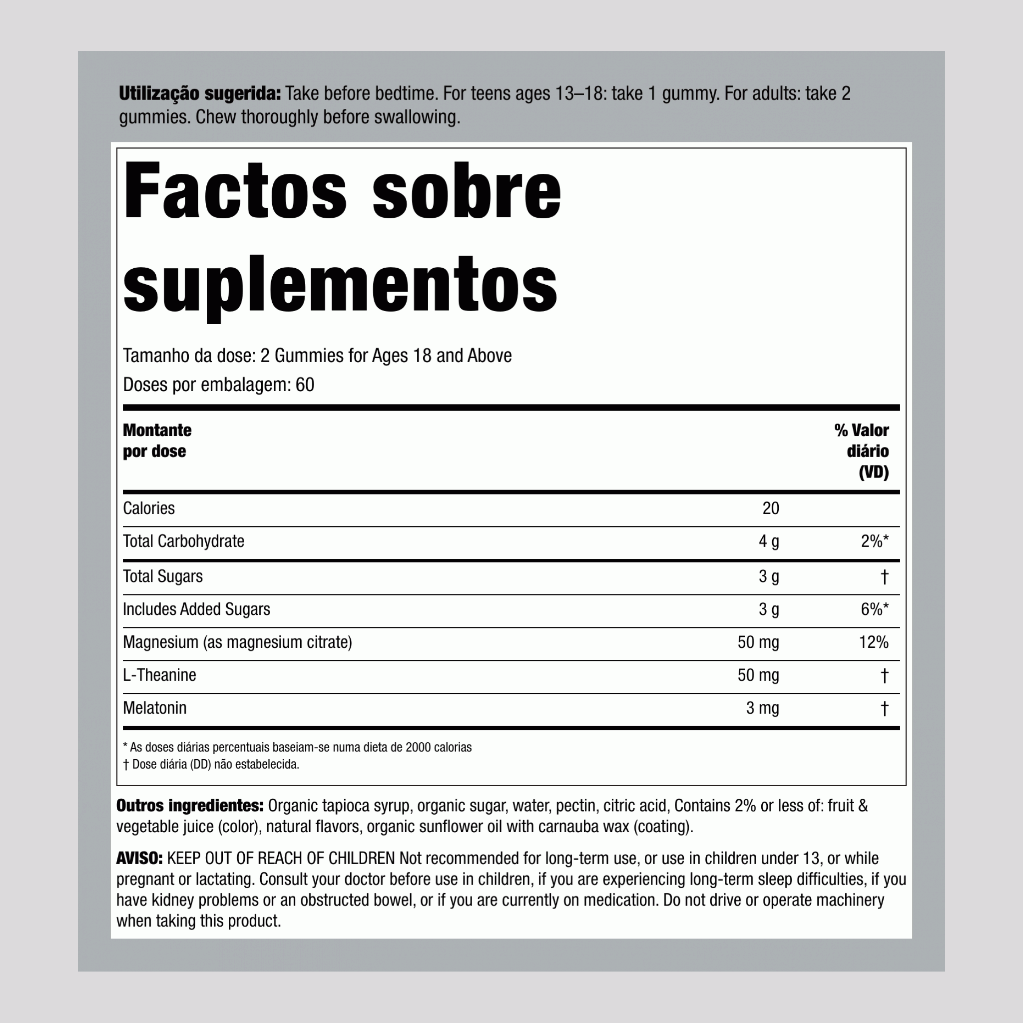 CALM Sonho com Gummies de Melatonina Sabor Blueberry-Romã, 120 Gummies Saborosos