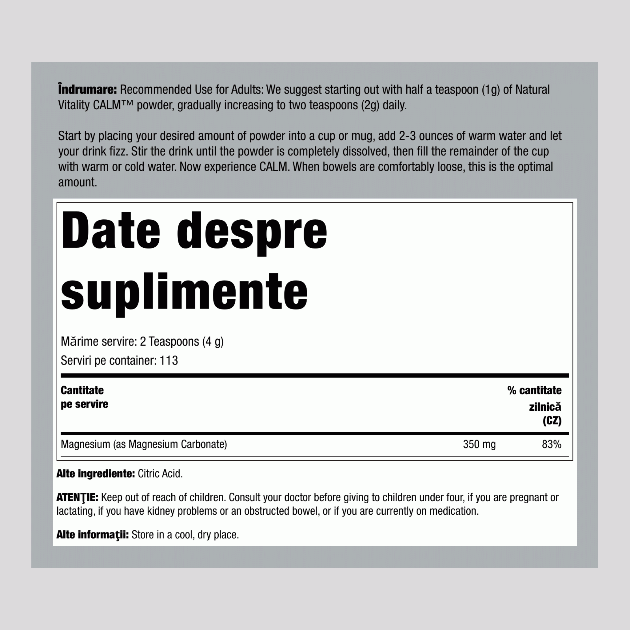 Pudră CALM fără aromă, 16 oz (453 g)