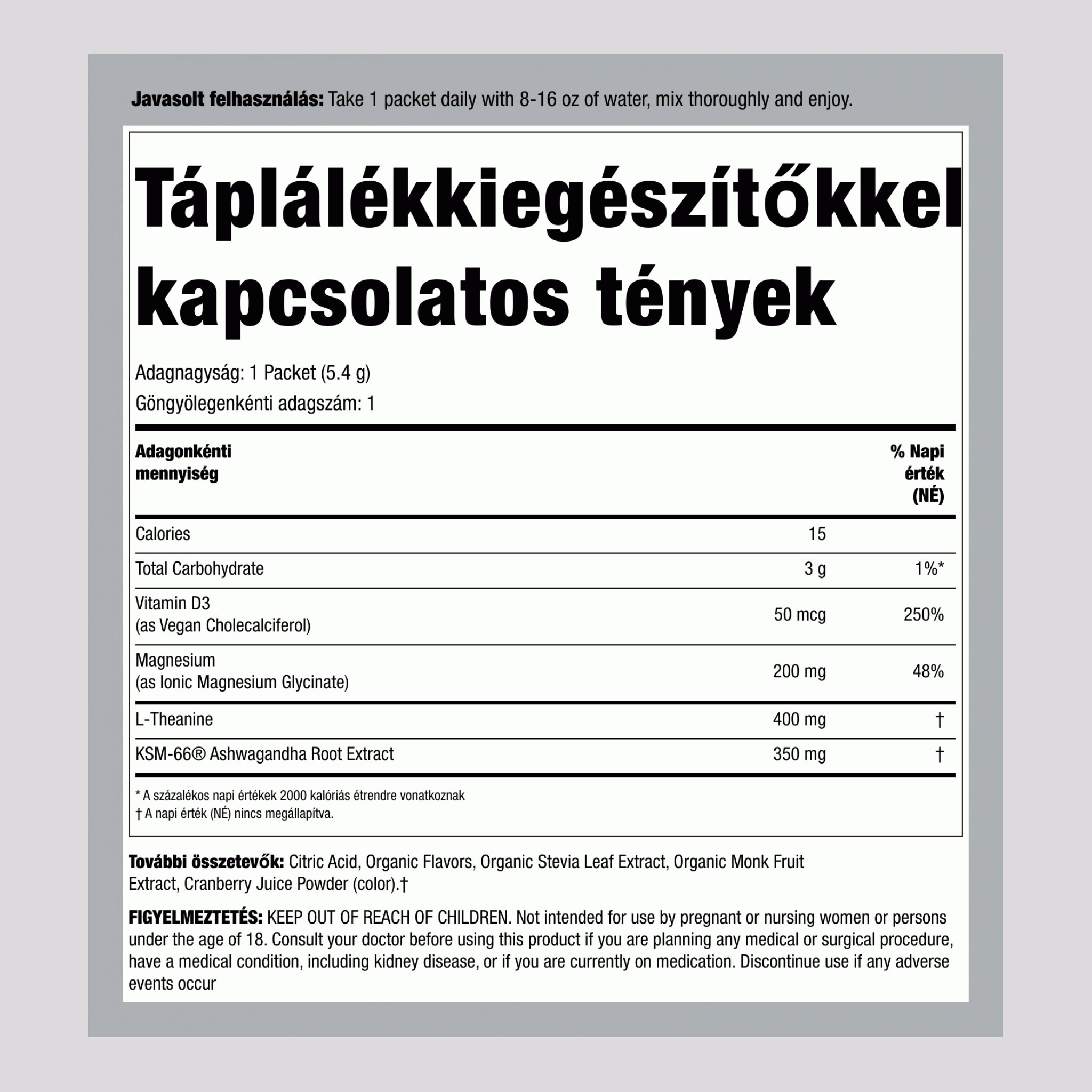 MaxCalm® Nyugtató Italpor* Magnézium-glicinát Málna-Limonádé, 30 Csomag