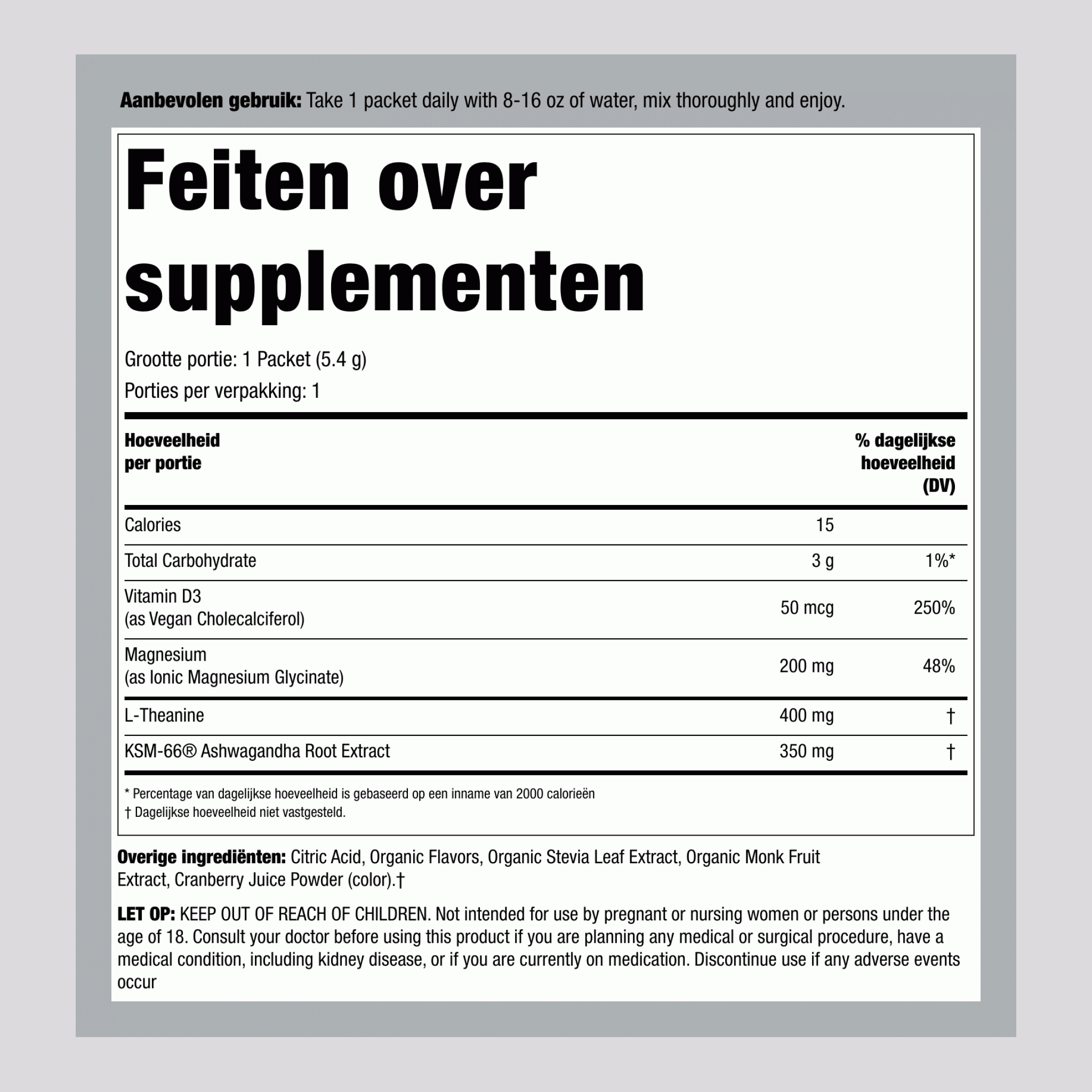 MaxCalm® Ontspannende Drankmix* Magnesium Glycinaat Framboos-Limonade, 30 Verpakkingen