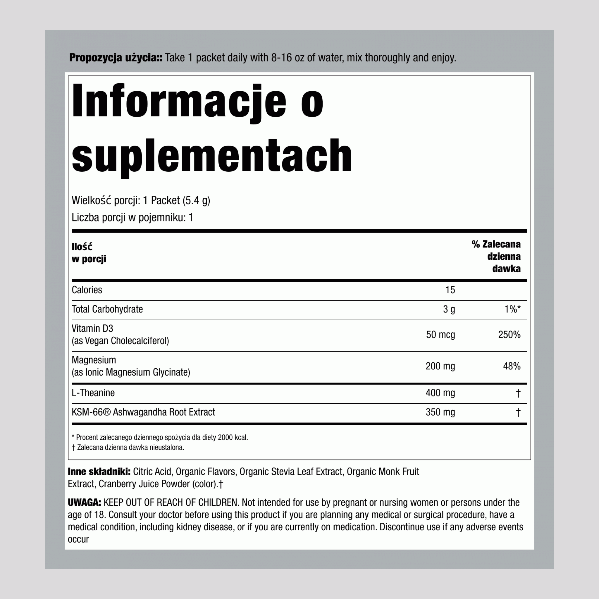 MaxCalm® Mieszanka na Relaks* Magnez Glicynian Malina-Cytrynada, 30 Saszetek