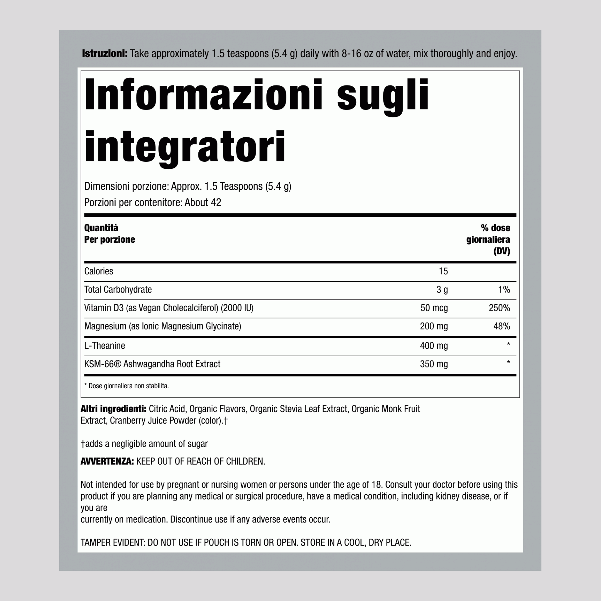 MaxCalm® Miscela di Bevande Rilassante* Magnesio Glicinato Lampone-Limonata, Bottiglia da 8 oz (227 g)