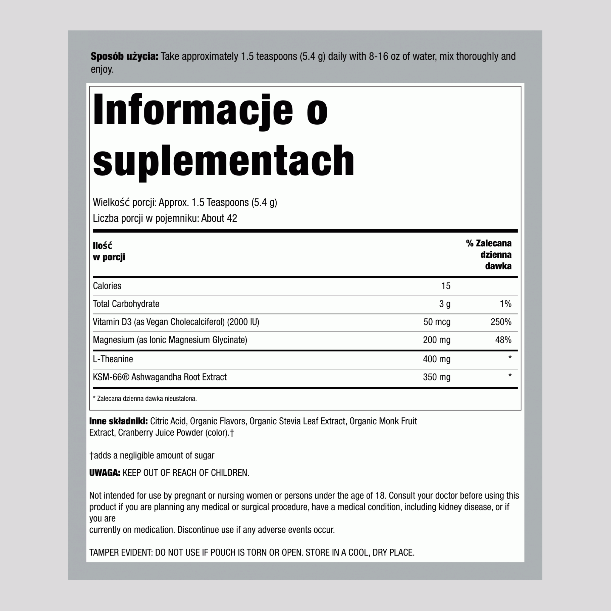 MaxCalm® Relaksujący Napój w Proszku* Magnez Glicynian Malina-Lemoniada, 8 oz (227 g) Butelka