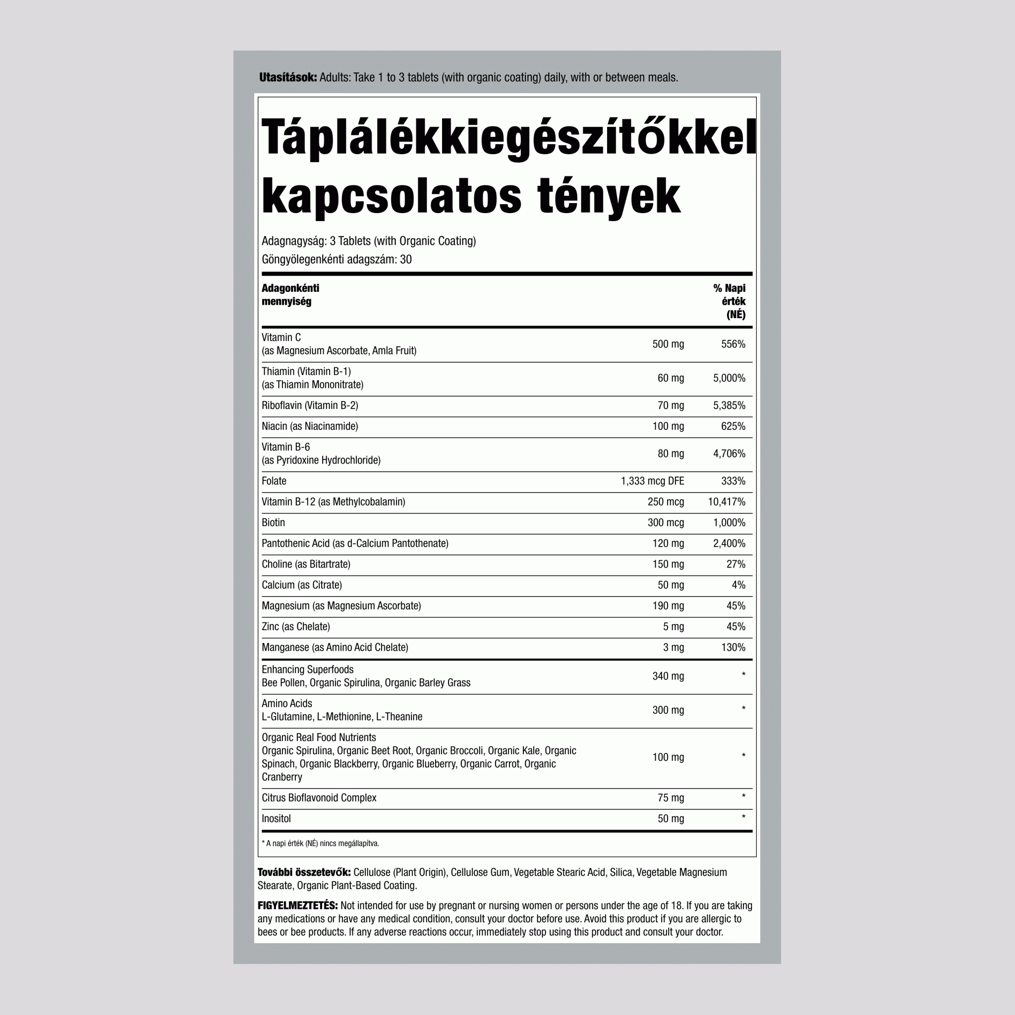 Komplett B-Komplex + valódi ételnutriensek, 90 vegán tabletta