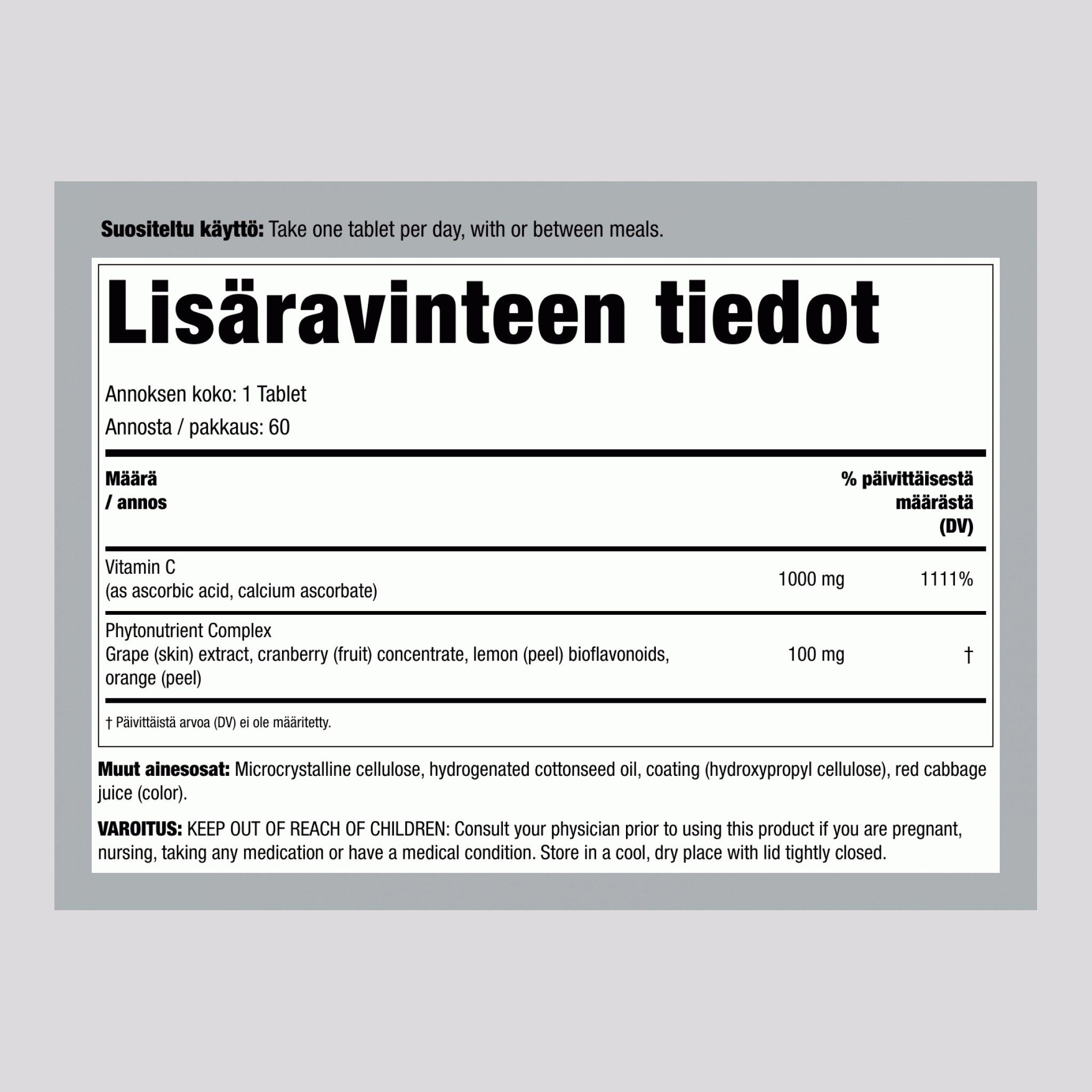 Super C 1,000 mg + Oikeat Ravintoaineet, 60 Vegaanikapselia