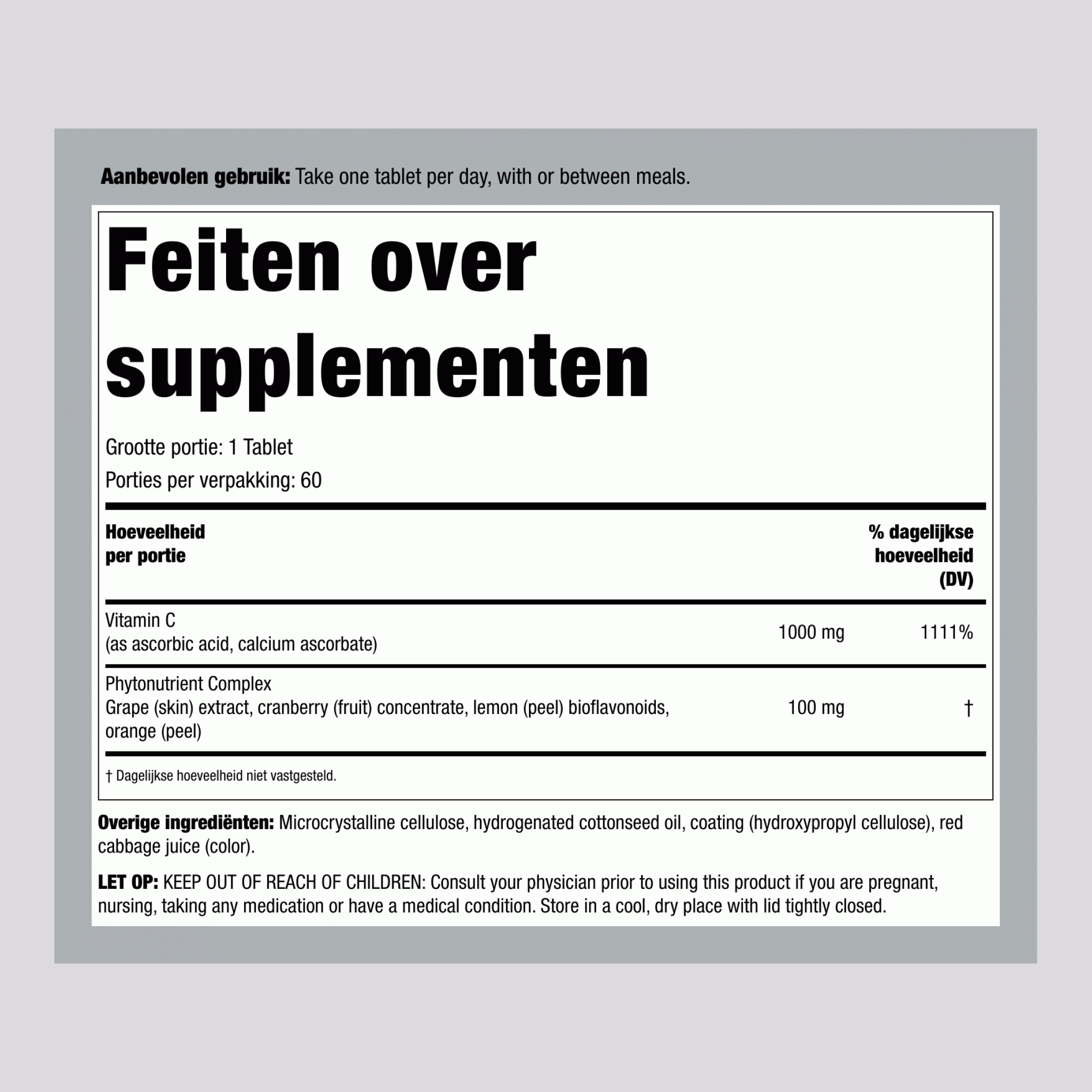 Super C 1.000 mg + Voedingsstoffen uit Echt Voedsel, 60 Vegan Tabletten