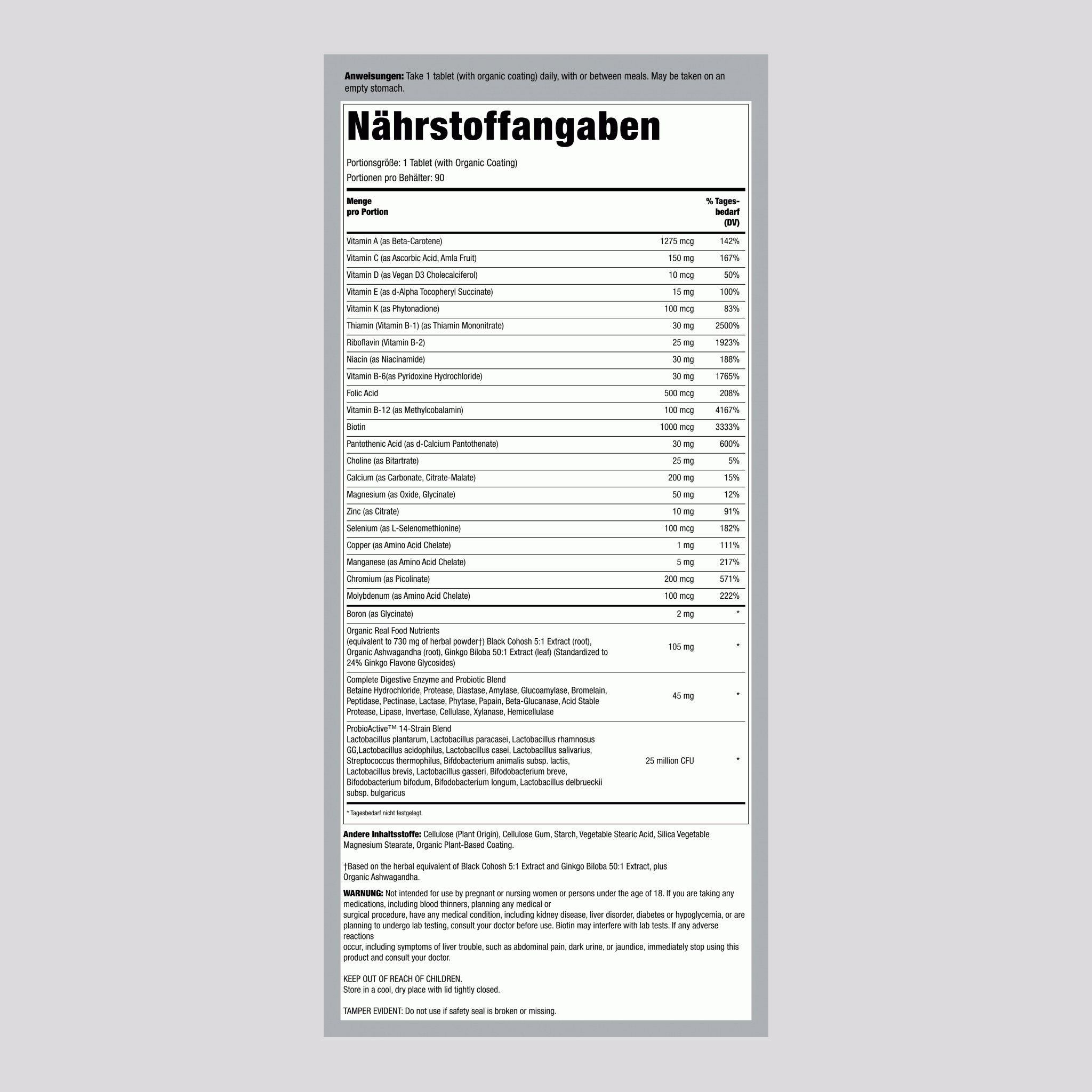 Menopause One + Nährstoffe aus echten Lebensmitteln, 90 vegane Tabletten