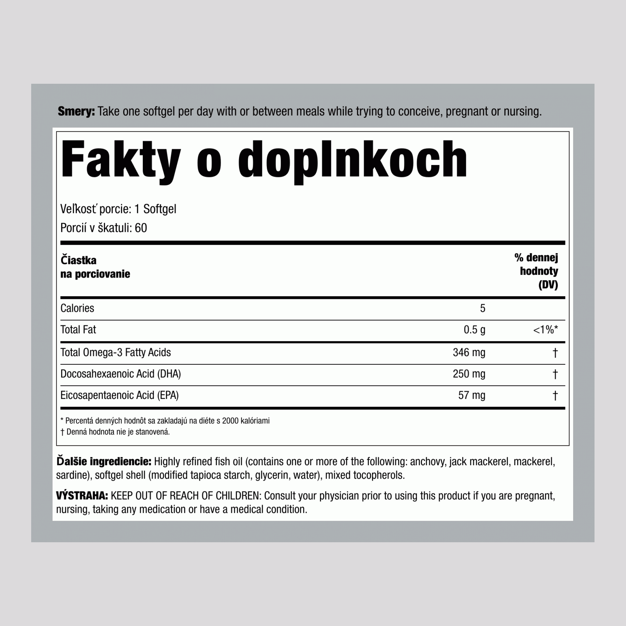 Prenatálne DHA Ultra Omega-3 rybí olej, 60 kapsúl